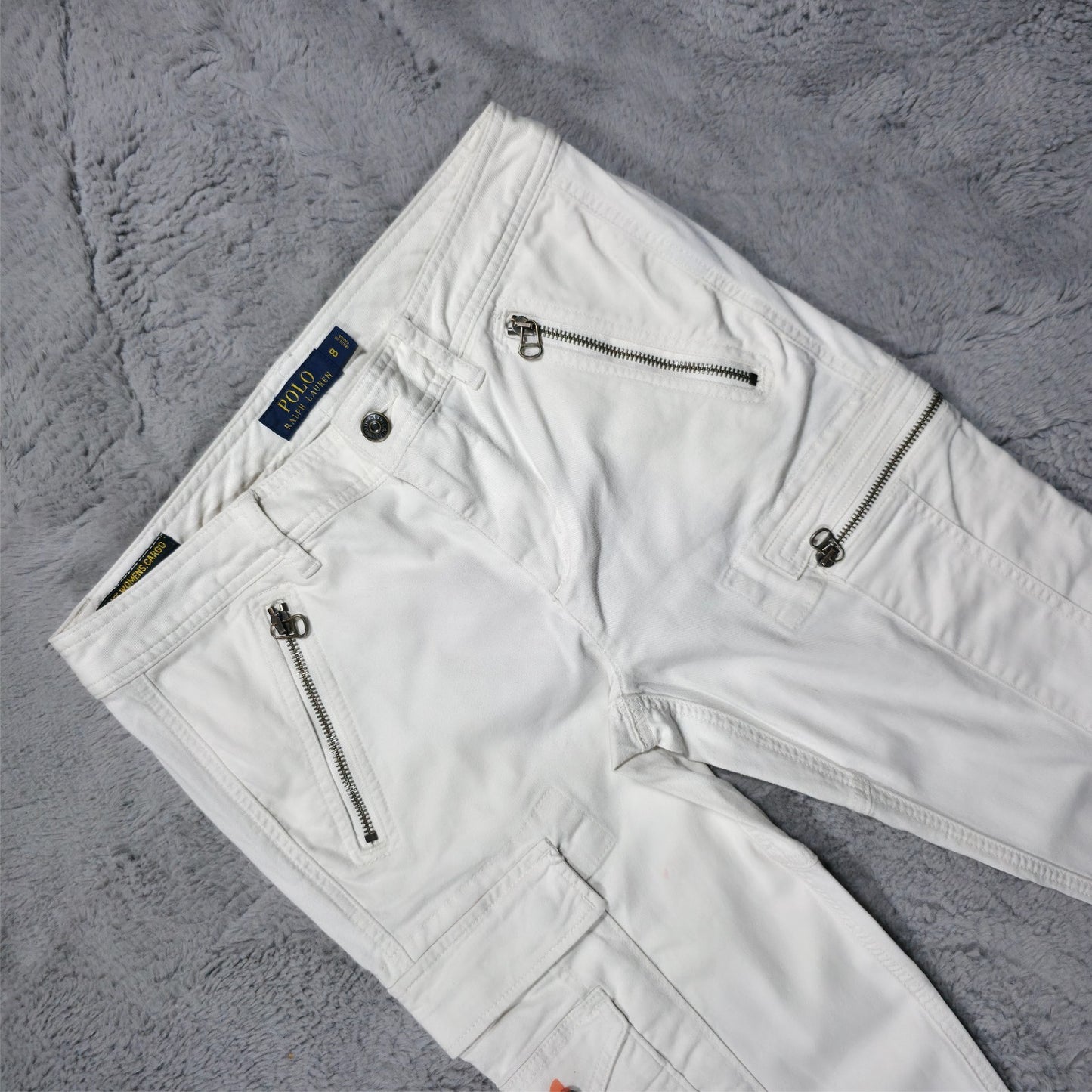 Polo Ralph Lauren Utility Cargo Trousers White Women’s US 8 UK 12 Stretch Twill