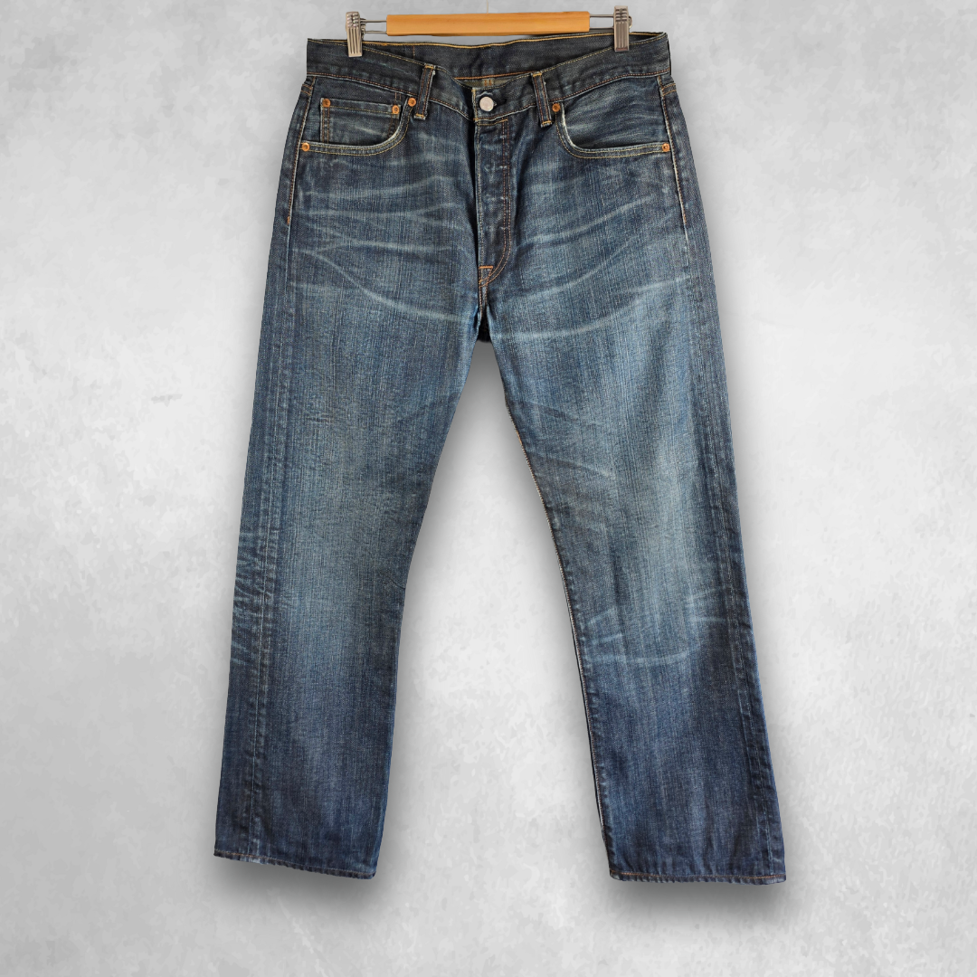 Levi’s 501 Jeans Mens W34 L30 (Tagged W34 L32) Blue Straight Leg Button Fly