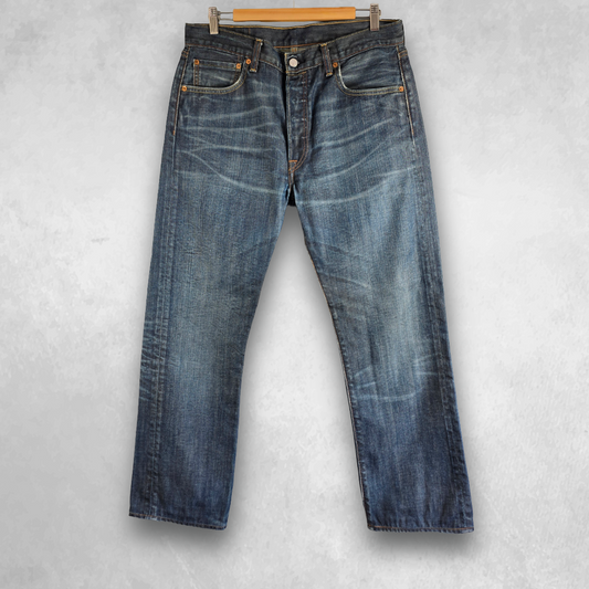Levi’s 501 Jeans Mens W34 L30 (Tagged W34 L32) Blue Straight Leg Button Fly