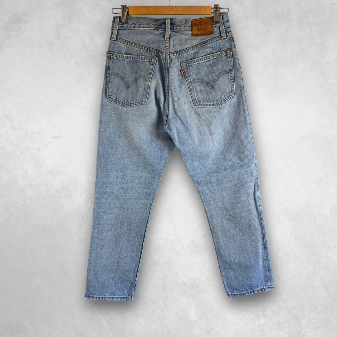 Levis 501 Womens Jeans W26 L26 Blue Straight Leg Denim Button Fly High Rise