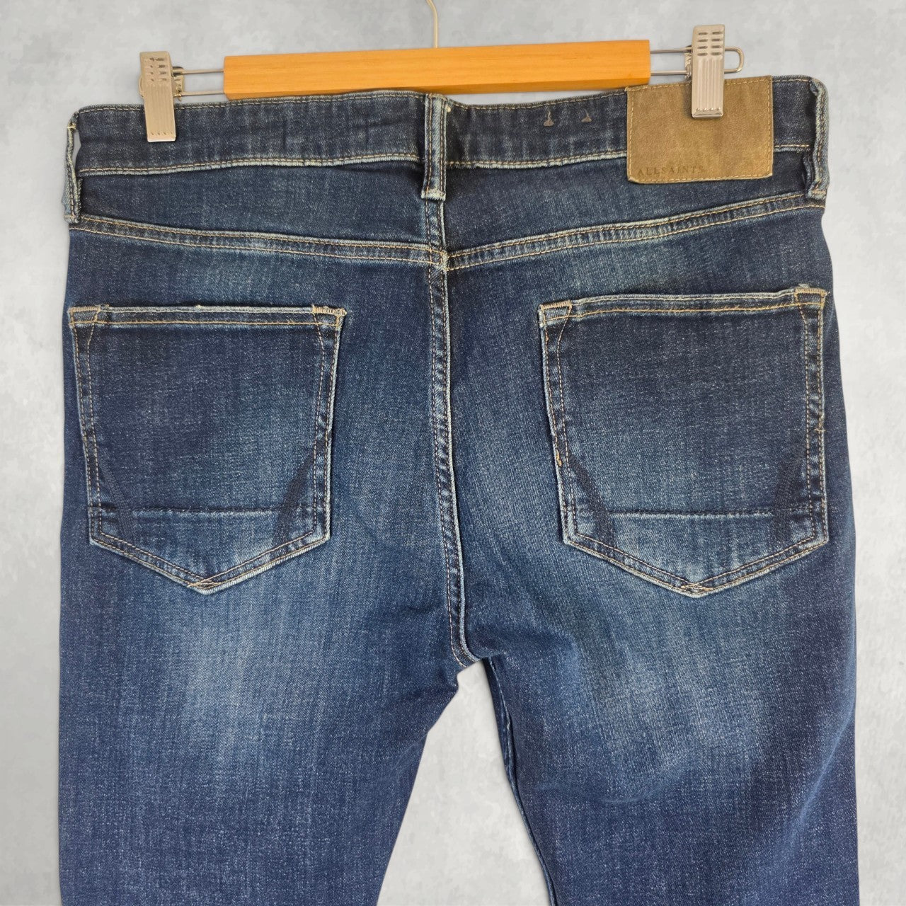 AllSaints Cigarette Jeans W33 L28 Blue Skinny Slim Stretch Designer Denim Mens