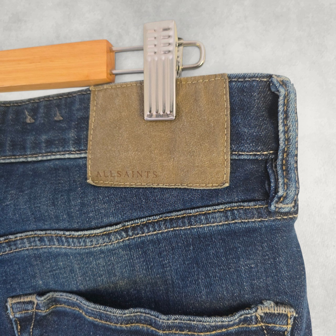 AllSaints Cigarette Jeans W33 L28 Blue Skinny Slim Stretch Designer Denim Mens