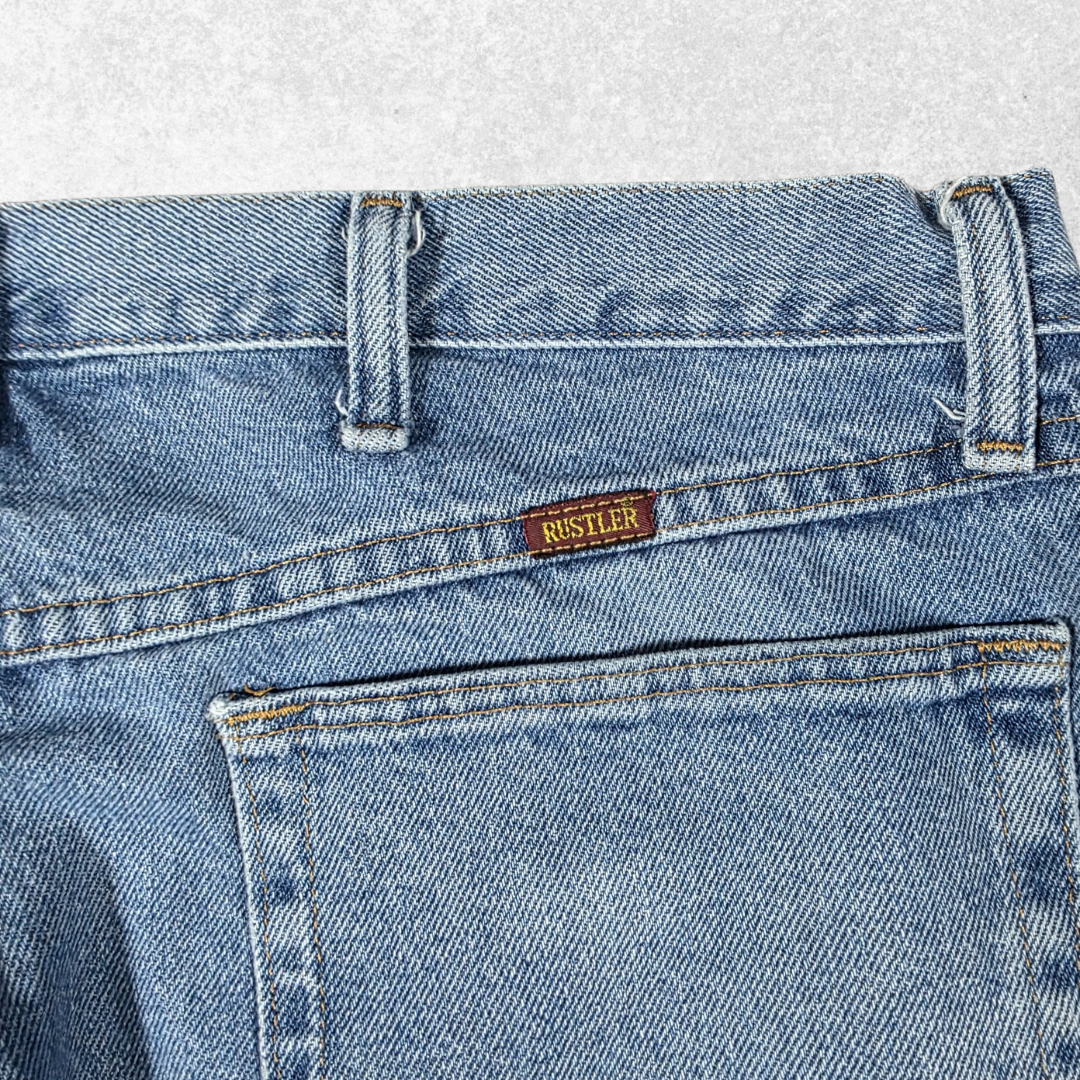 Rustler Jeans W36 L30 Blue Straight Fit Denim Mens Wrangler Workwear