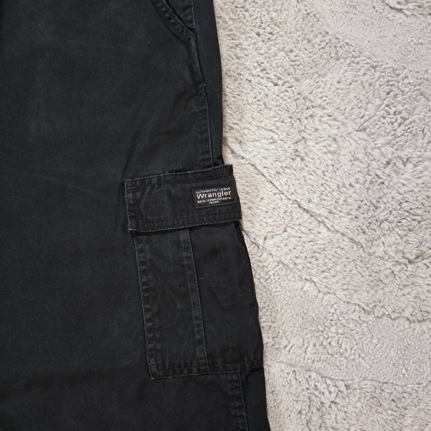 Wrangler Cargo Trousers Black Men’s Straight W34 L30 100% Cotton Utility