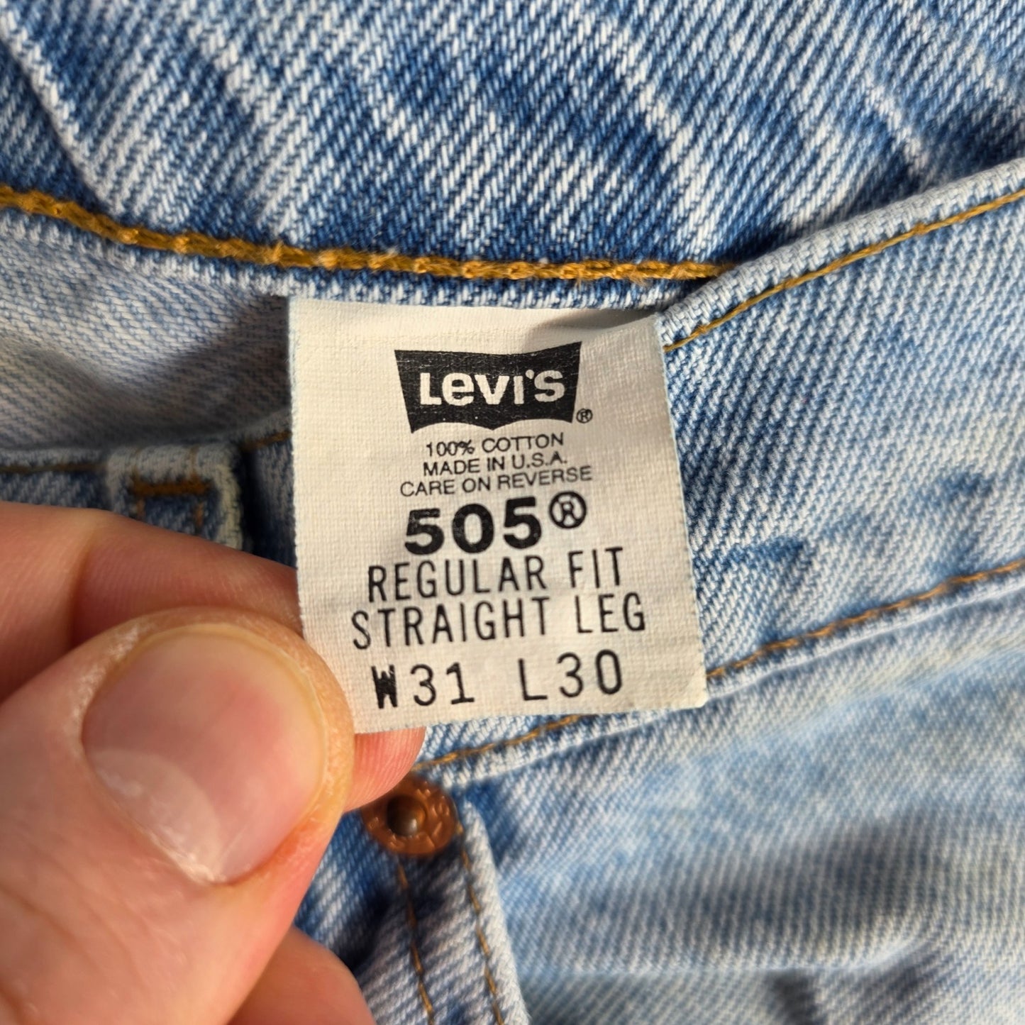 Vintage Levi’s 505 Orange Tab Jeans W29 L29 Blue USA Made Straight Leg Y2K 90s