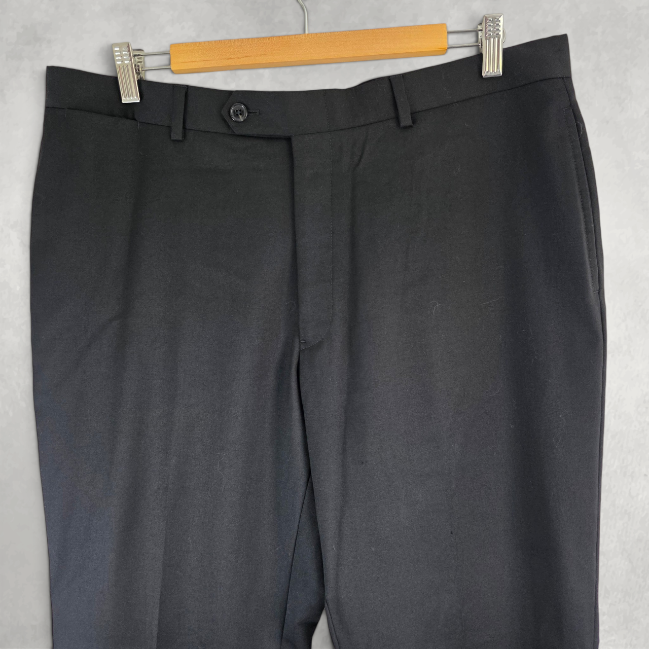 Tommy Hilfiger Men’s Wool Dress Trousers W36 L32 Black Smart Tailored Formal