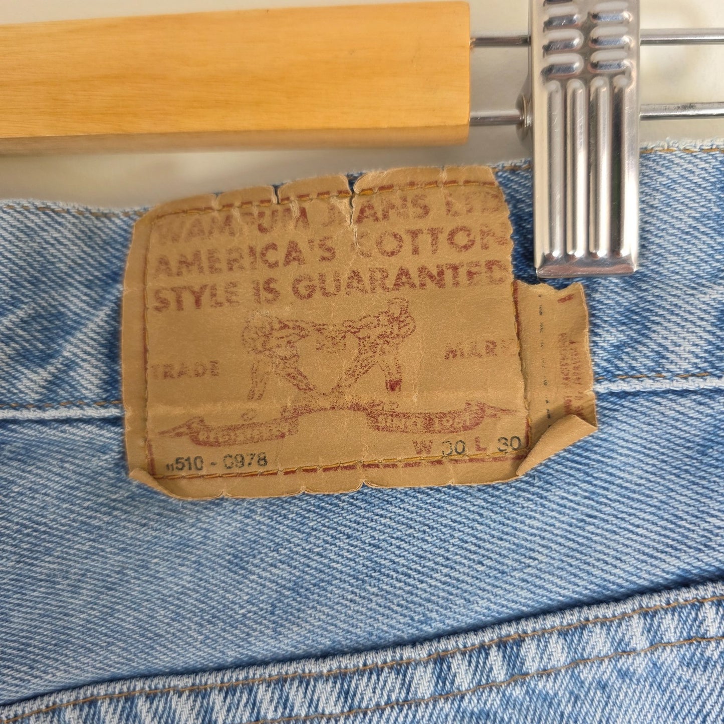 Wampum 510 Jeans W28 L30 (Tagged W30) Blue Denim Slim Straight Y2K Button Fly