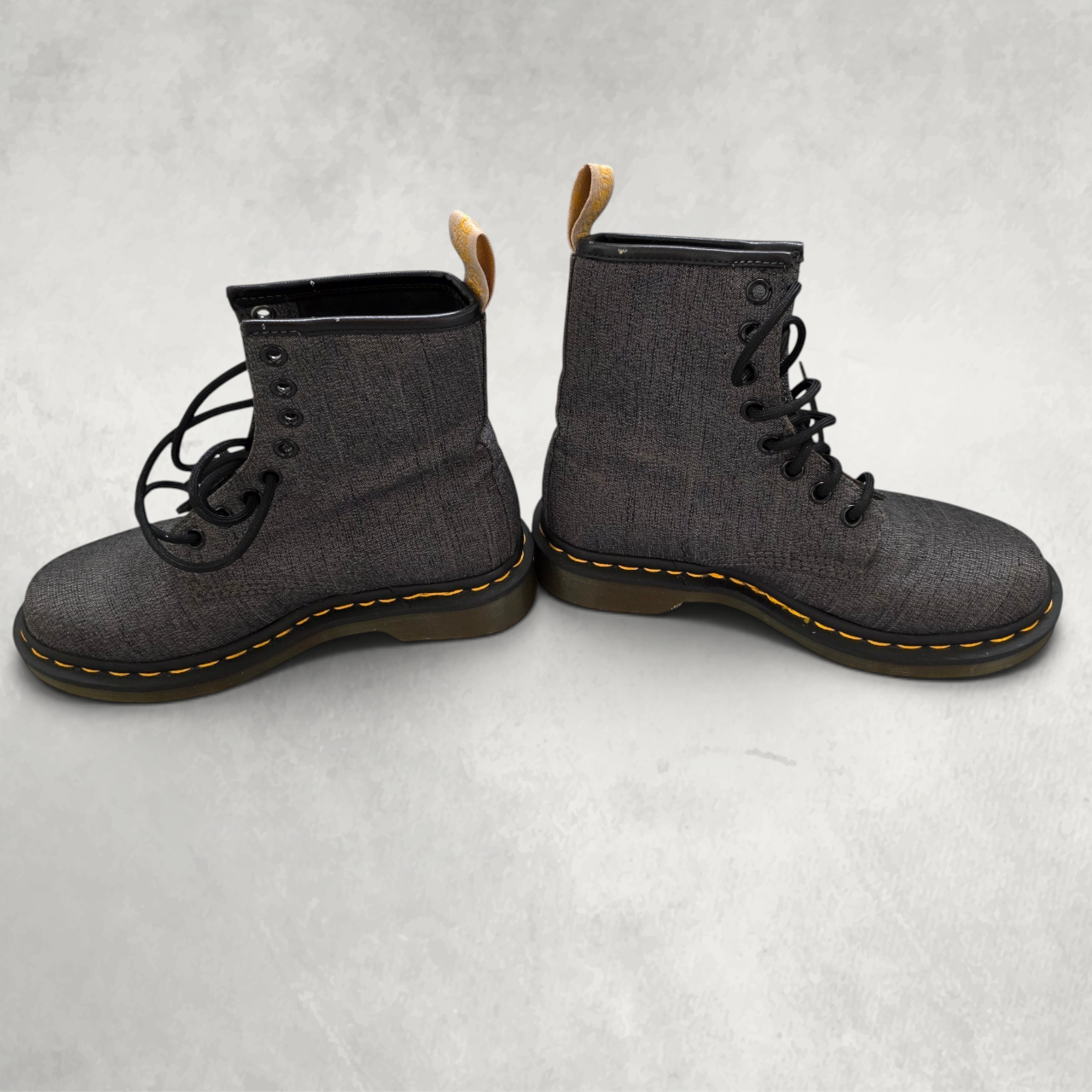 Dr Martens Vegan Castel Boots UK 3 EU 36 Grey 8 Eye Lace Up Grunge Punk