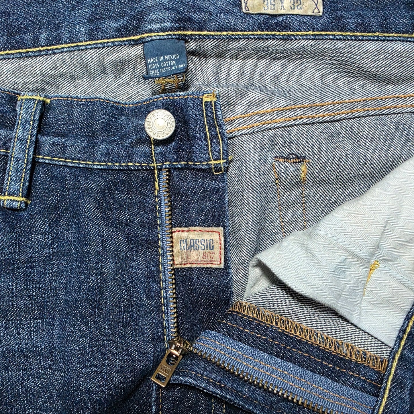 Polo Ralph Lauren 867 Classic Straight Blue Jeans W35 L32 Made in Mexico