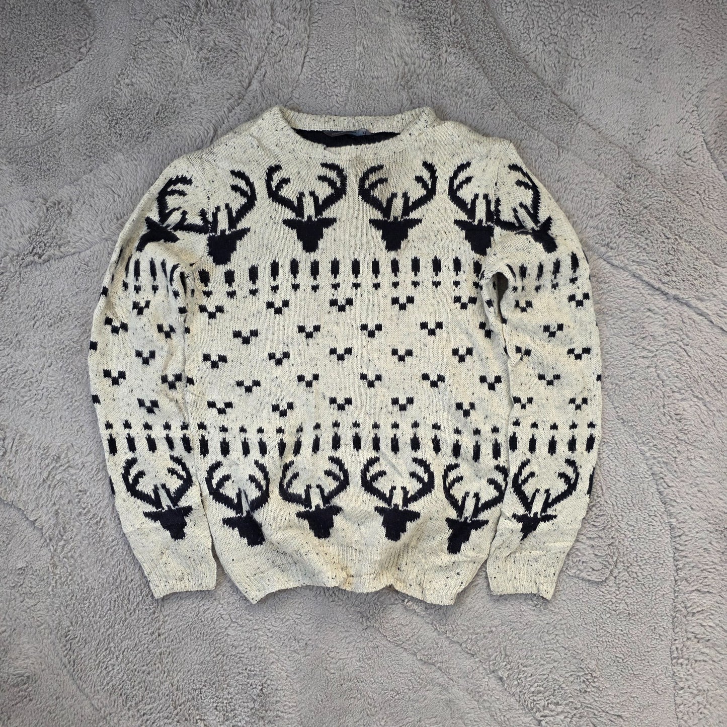 Cedar Wood State Vintage Patterned Knit Jumper Men’s XS Retro Sweater