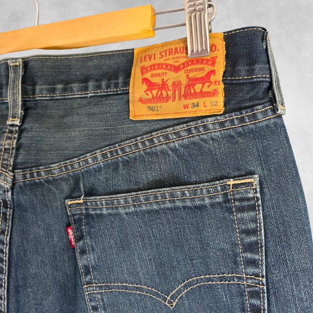 Levi’s 501 Jeans Men’s W33 L30 Blue Straight Leg Denim Button Fly