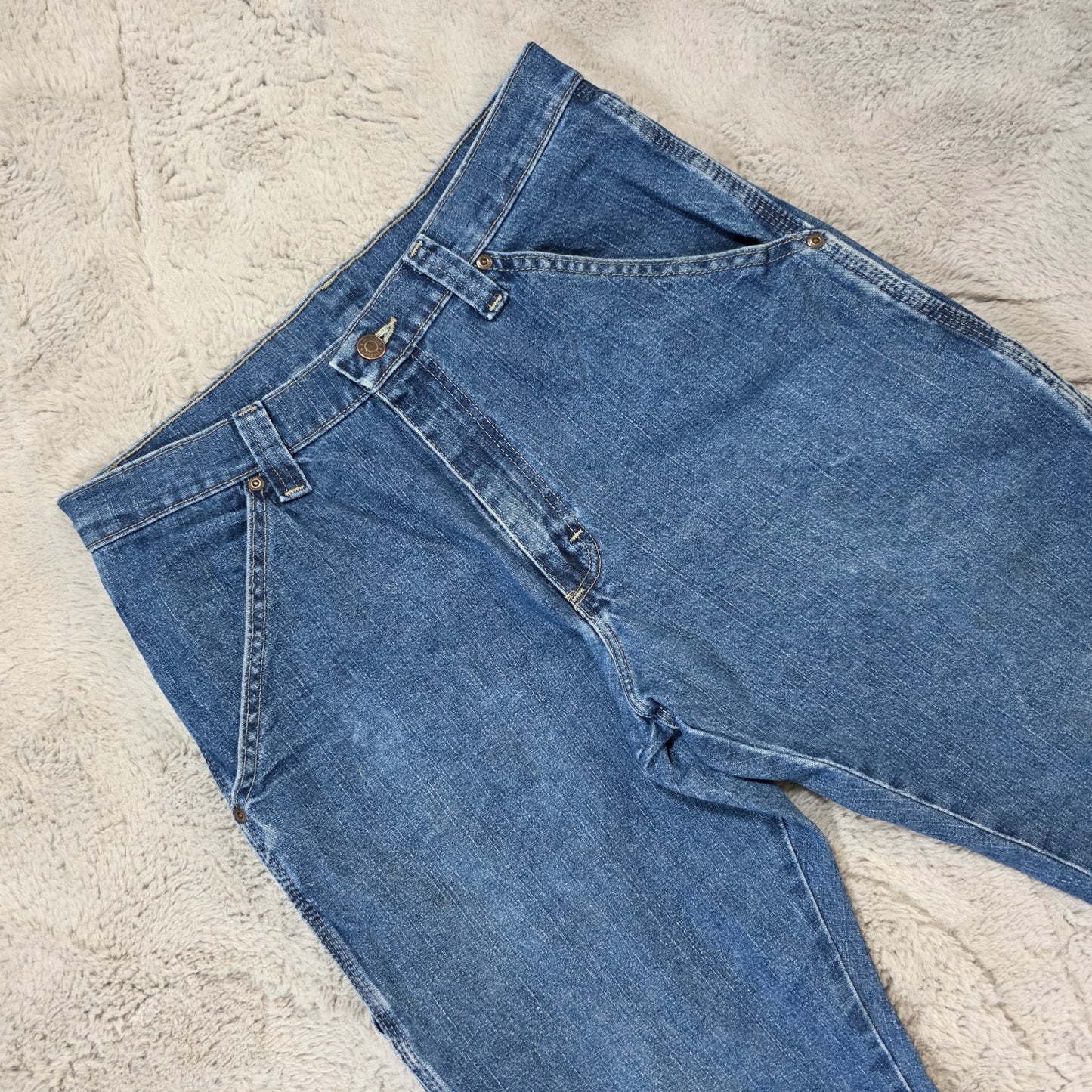 Wrangler carpenter straight leg blue denim jeans W30 L32 made in Mexico workwear