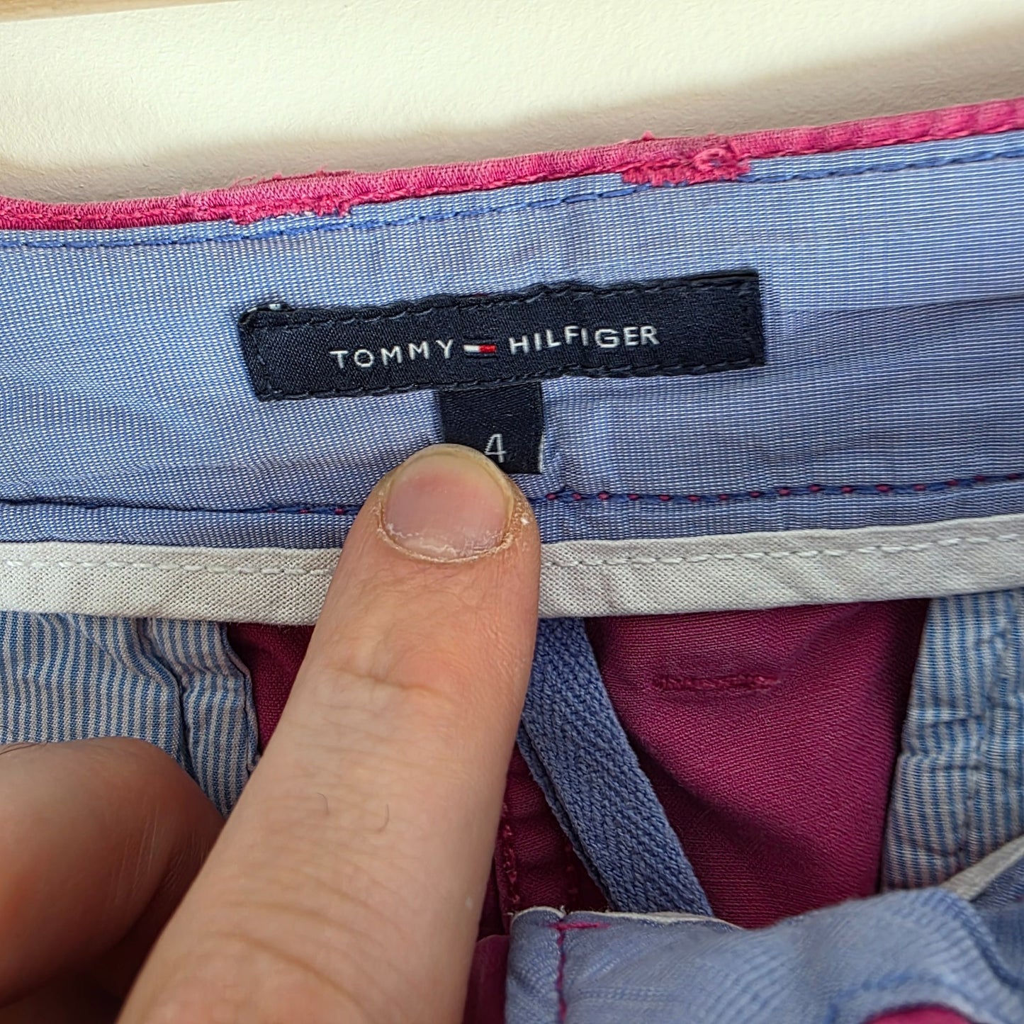 Tommy Hilfiger Rome Chino Trousers Women's UK 10-12 Pink Straight Fit Cotton