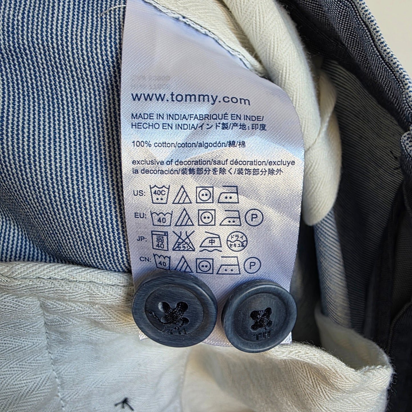 Tommy Hilfiger Chinos W40 L30 Grey Men's Straight Cotton Trousers