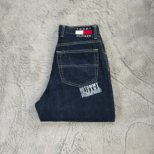 Tommy Hilfiger USA Made Baggy Relaxed Fit Blue Denim Jeans W29 L32 (Actual 29x36