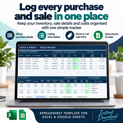 Reseller Stock & Profit Tracker | Excel & Google Sheets