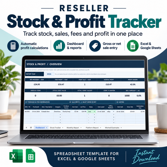 Reseller Stock & Profit Tracker | Excel & Google Sheets