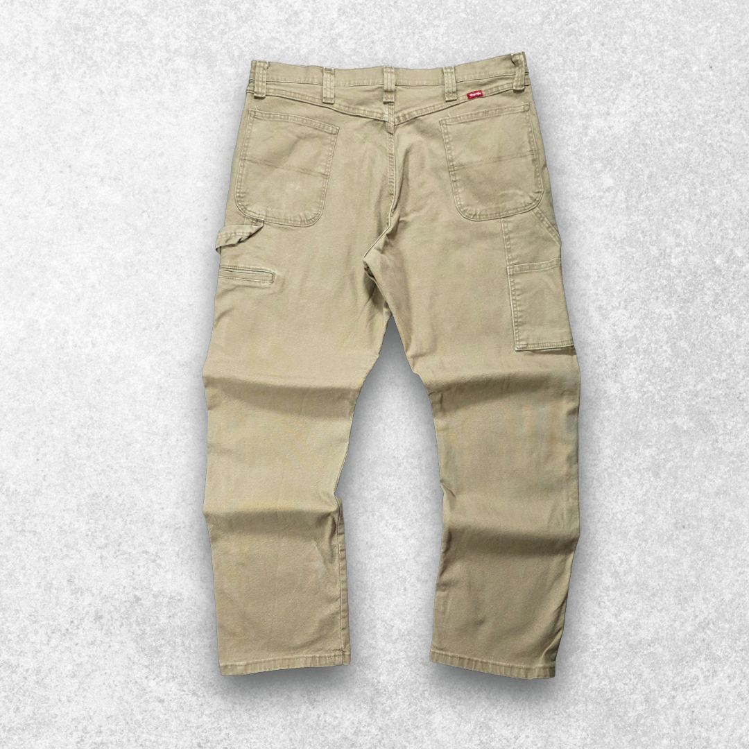 Wrangler Carpenter Trousers Beige Men’s W38 L32 Straight Leg Workwear Utility