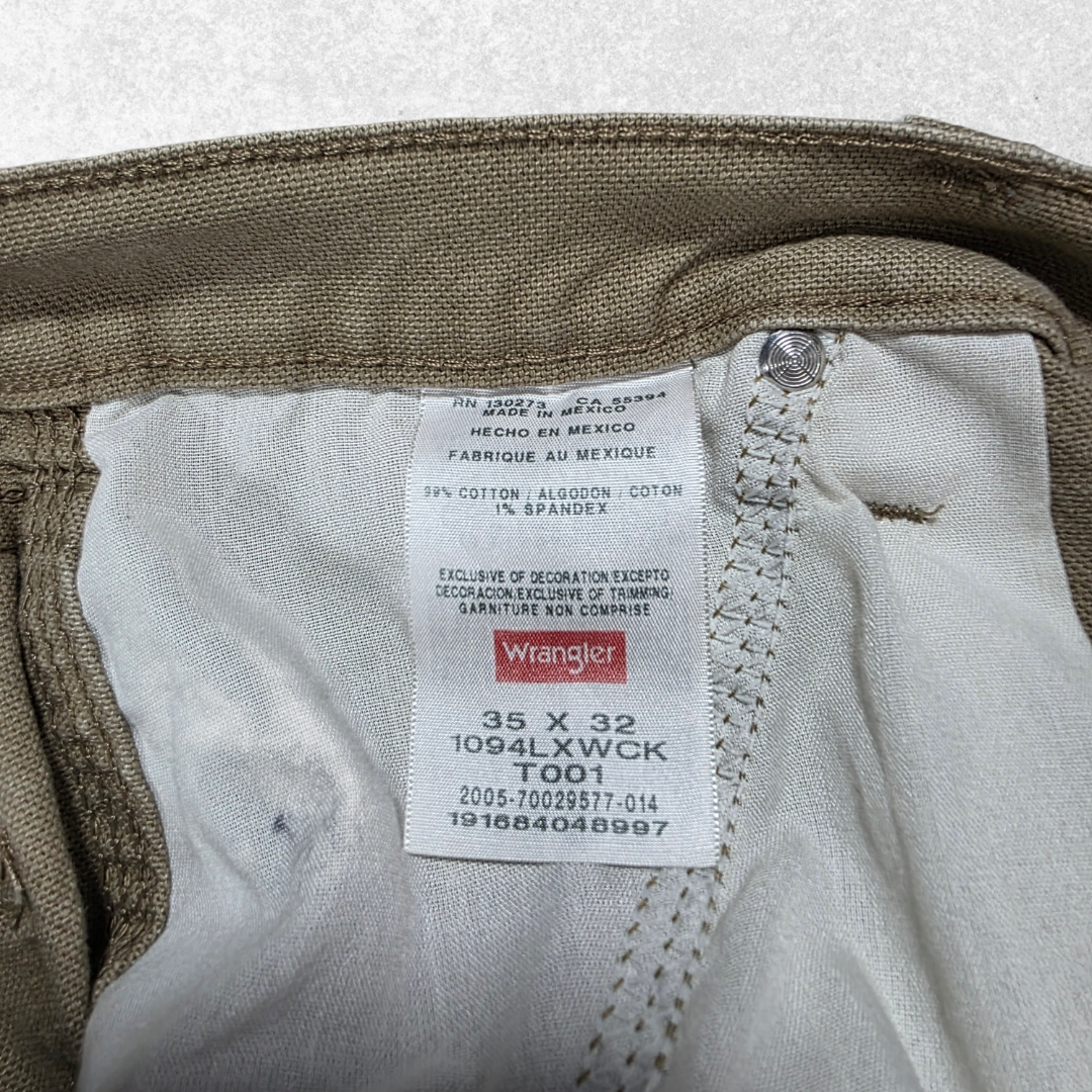 Wrangler Carpenter Beige Workwear Jeans W35 L32 Mexico 99% Cotton Straight Fit