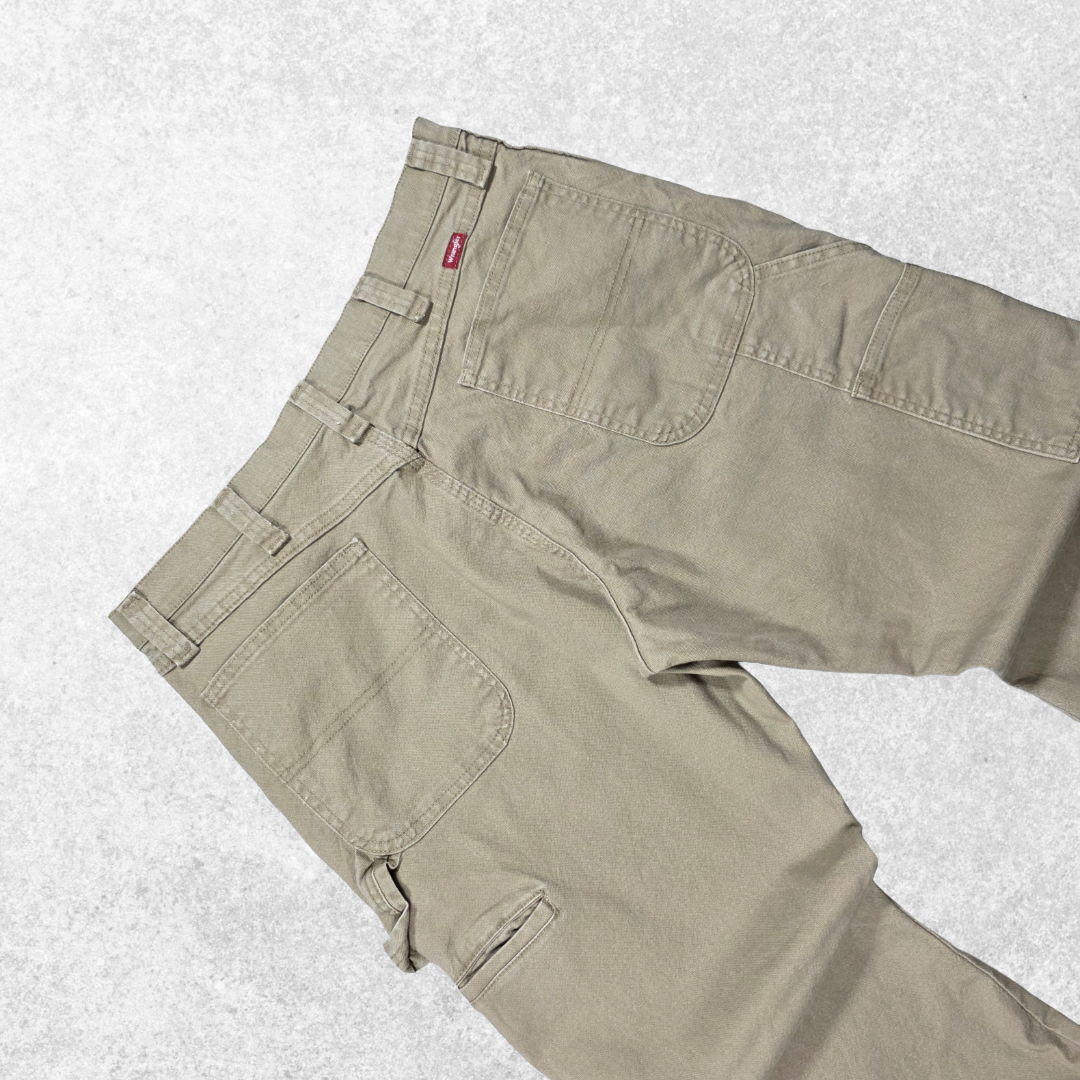 Wrangler Carpenter Beige Workwear Jeans W35 L32 Mexico 99% Cotton Straight Fit