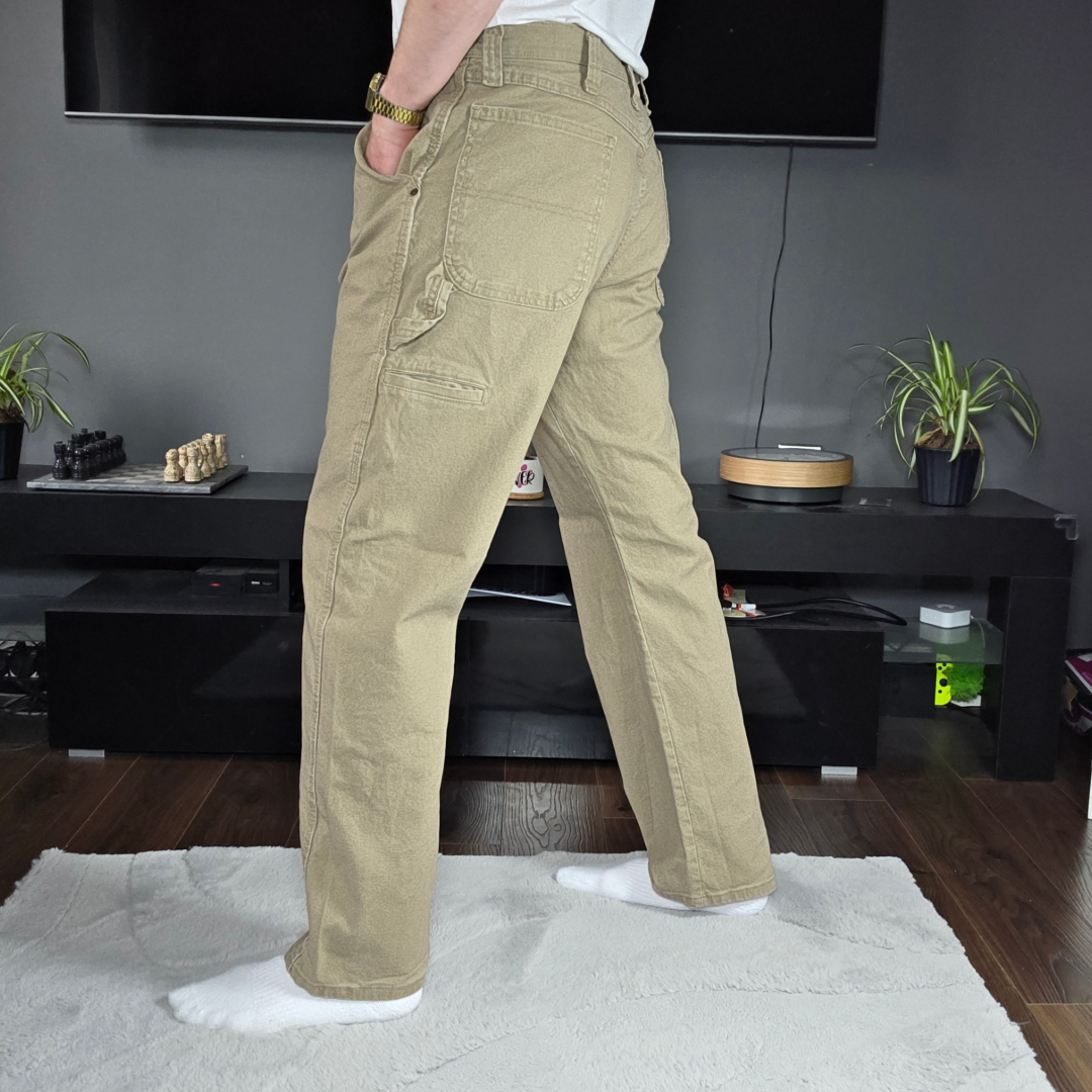 Wrangler Carpenter Beige Workwear Jeans W35 L32 Mexico 99% Cotton Straight Fit