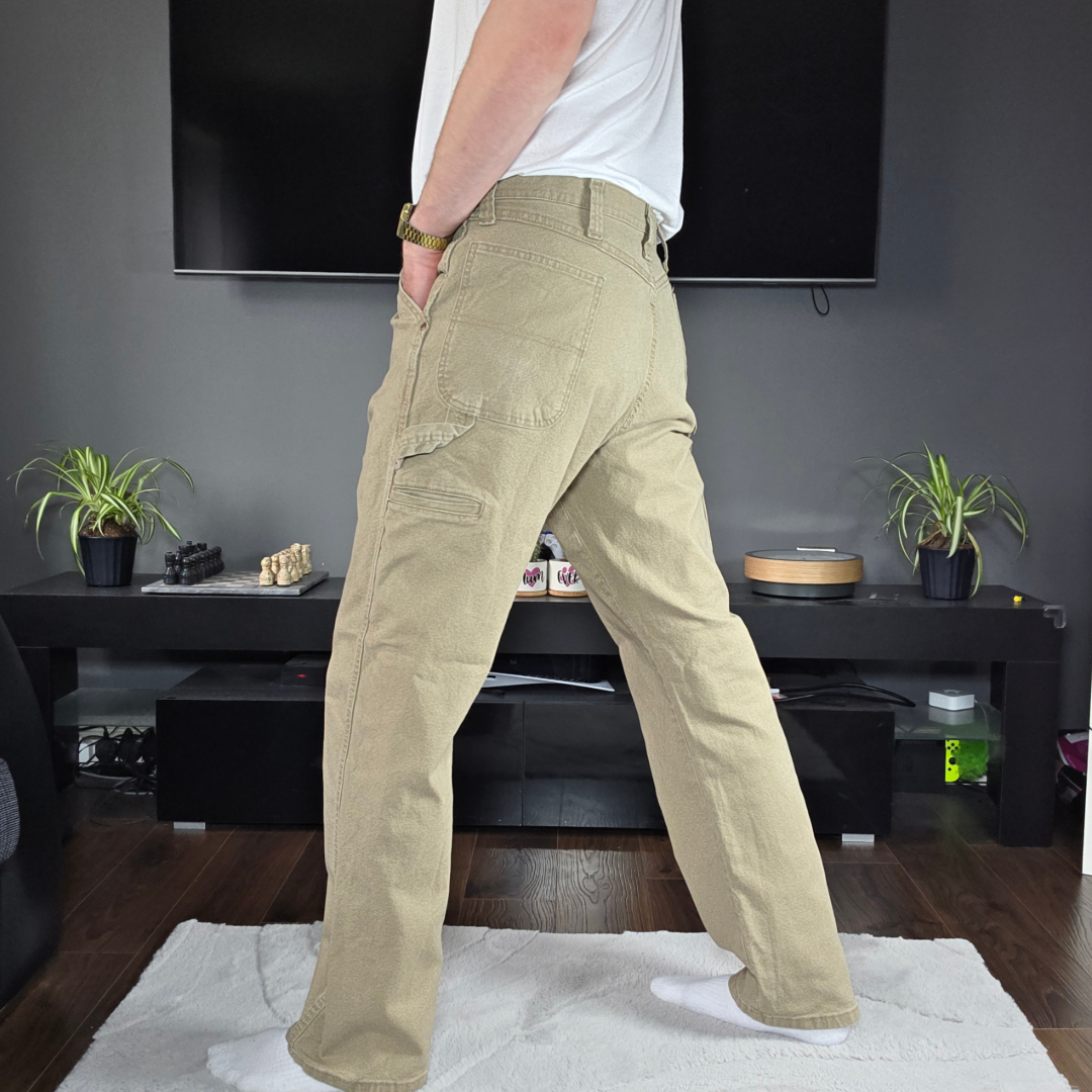 Wrangler Carpenter Trousers Beige Men’s W38 L32 Straight Leg Workwear Utility