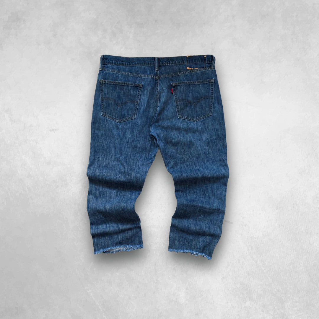Levi’s 511 Jeans W36 Cropped Blue Raw Hem Distressed Y2K Streetwear Men’s
