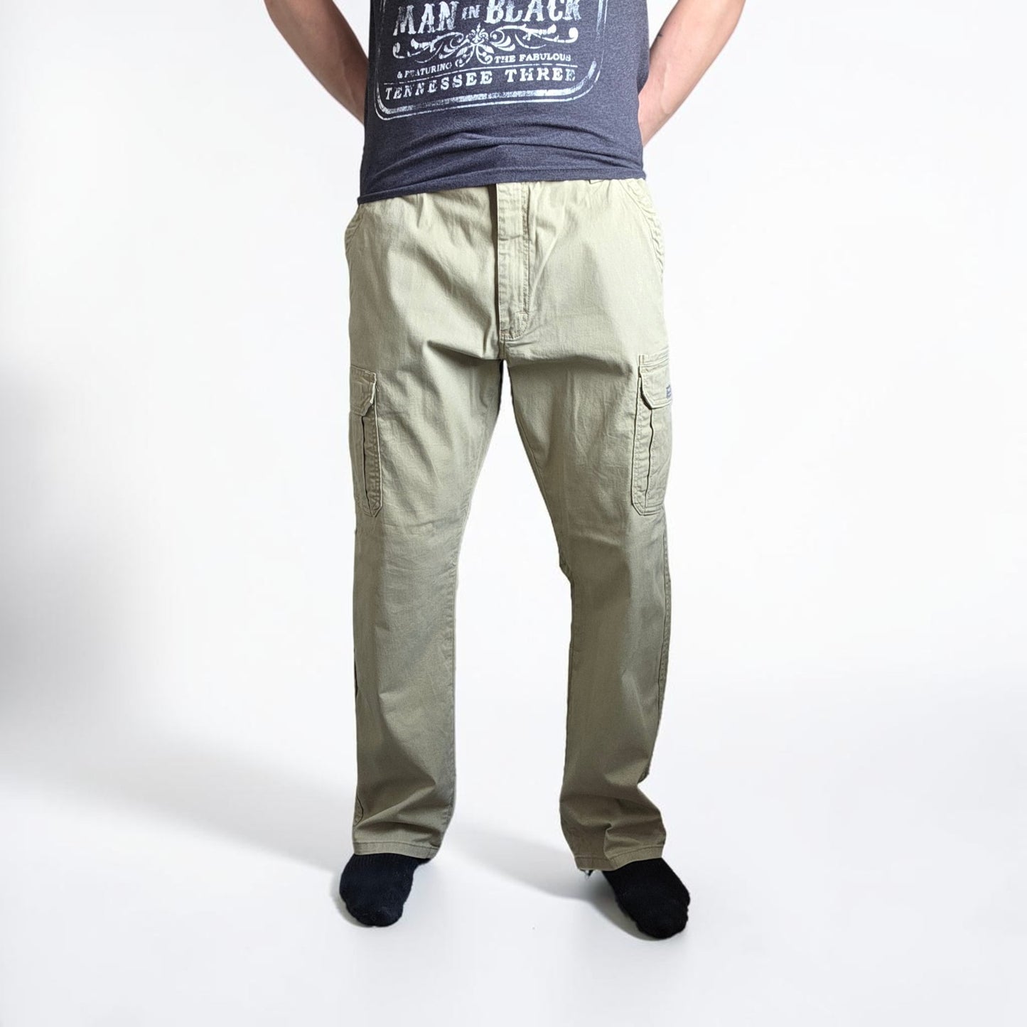 Wrangler Relaxed Cargo Trousers Mens W36 L32 Beige Combat Utility Workwear