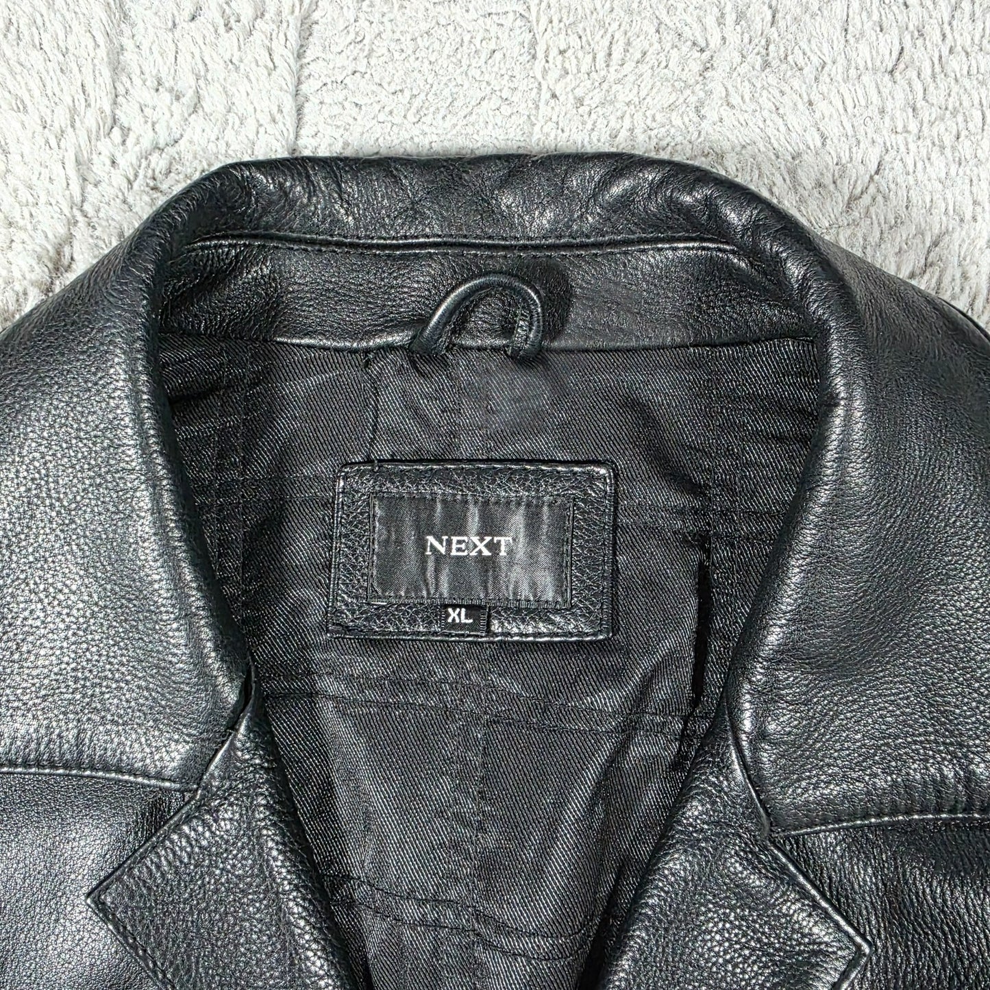 Next Men’s Leather Jacket Black XL Genuine Leather Button Front