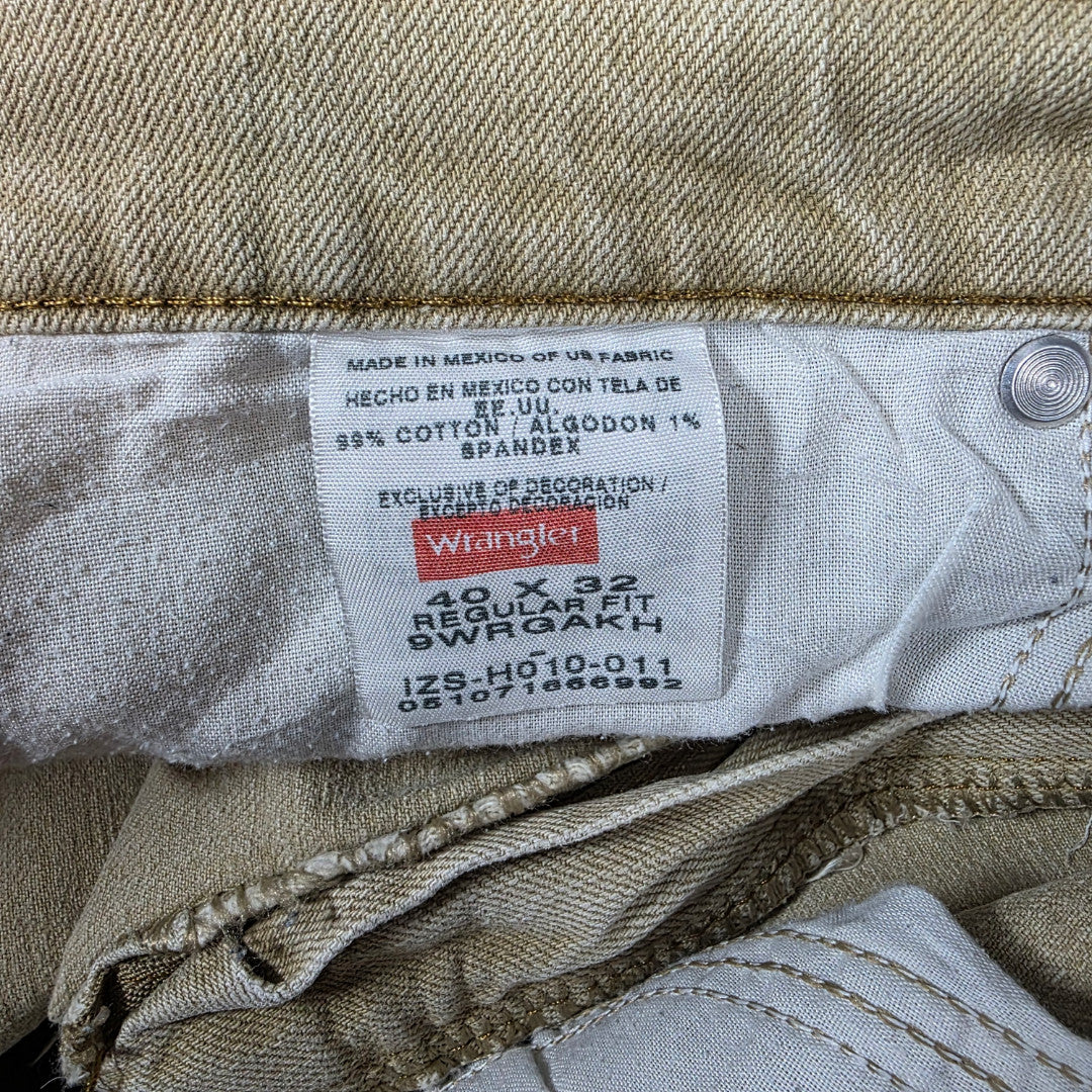 Wrangler Straight Jeans W40 L32 Beige Light Denim Workwear Summer Men’s