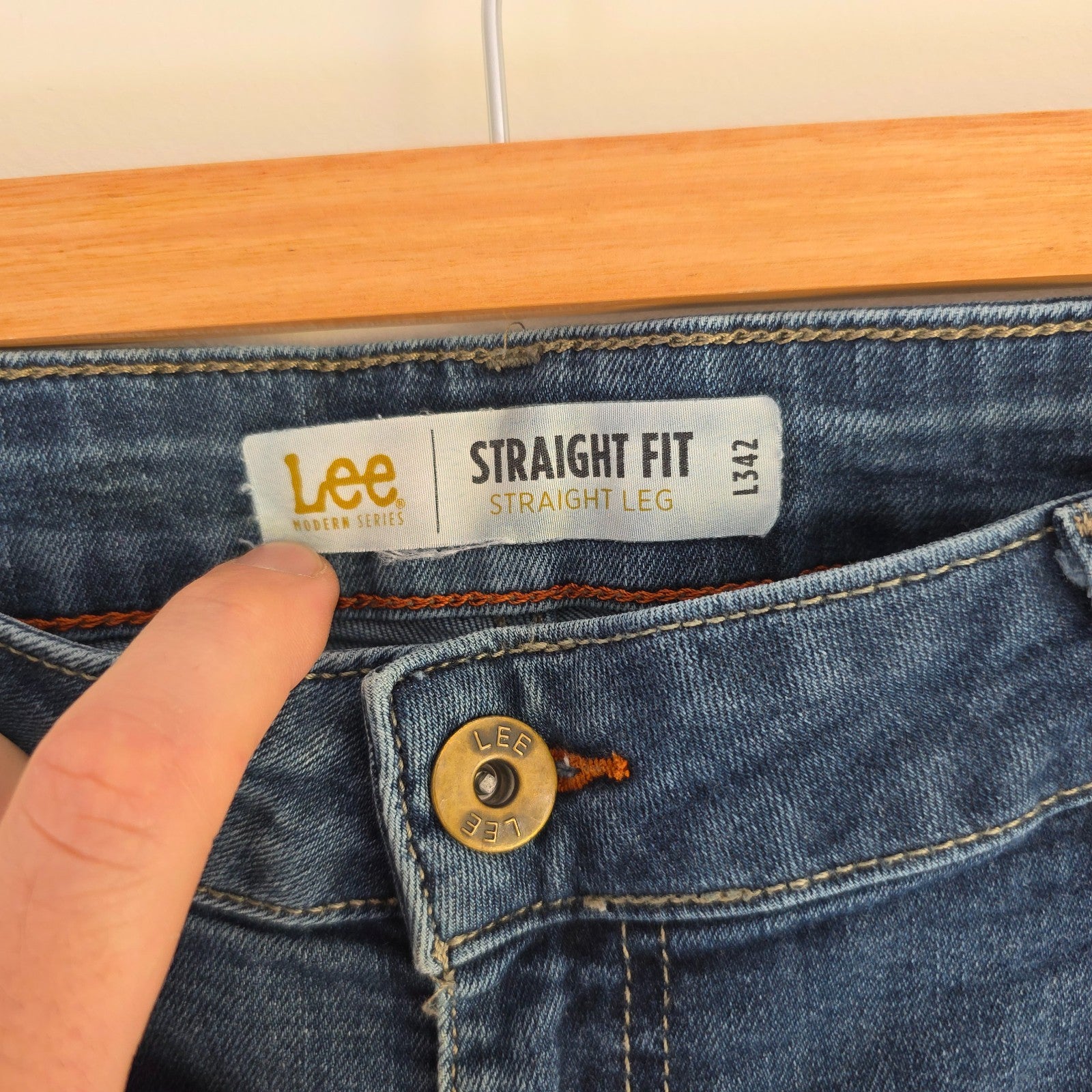 Lee Straight Fit Jeans W42 L29 Blue Denim Regular Fit Workwear Casual Men's L342