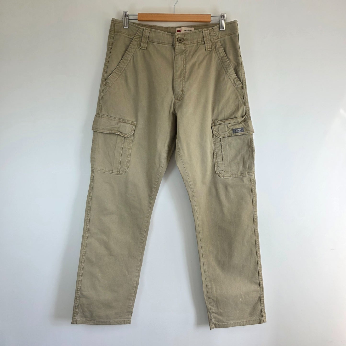 Wrangler Cargo Trousers Mens W32 L32 Beige Relaxed Fit Utility Combat Workwear