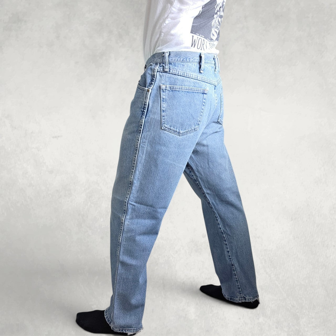 Vintage Wrangler Regular Fit Jeans W37 L30 Light Blue Denim Straight Leg Men's