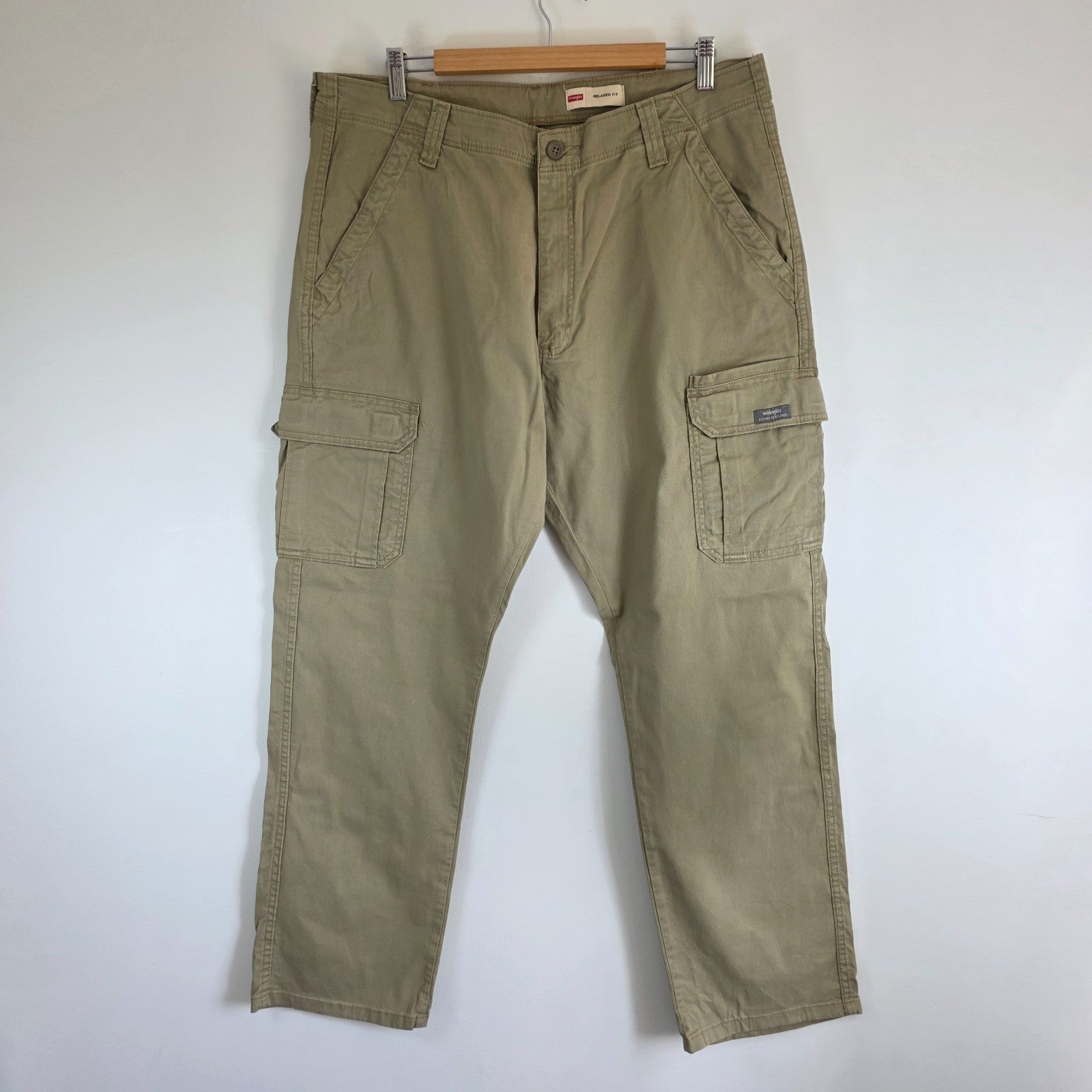 Wrangler Relaxed Cargo Trousers Mens W36 L32 Beige Combat Utility Workwear