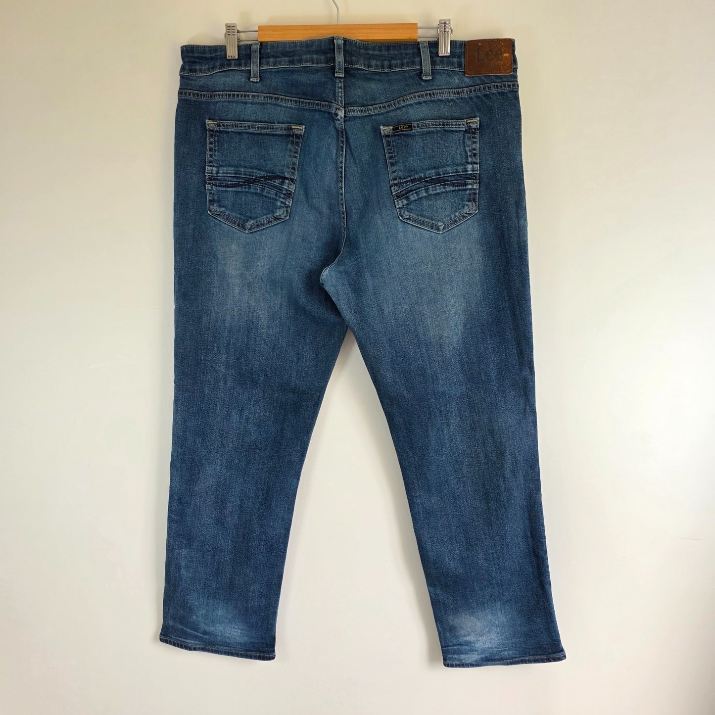 Lee Straight Fit Jeans W42 L29 Blue Denim Regular Fit Workwear Casual Men's L342