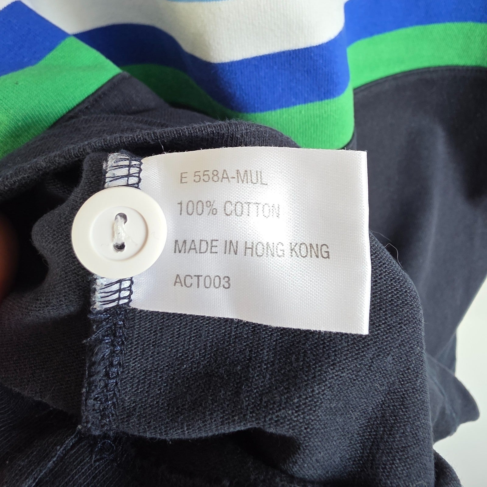 Cotton Traders multicolour rugby polo shirt featuring RBS 6 Nations logo and 100% cotton material.