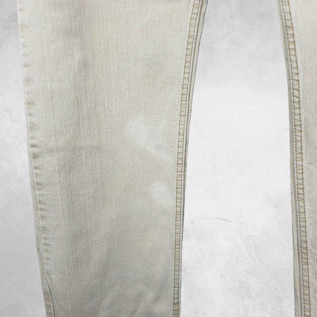 Wrangler Straight Jeans W40 L32 Beige Light Denim Workwear Summer Men’s