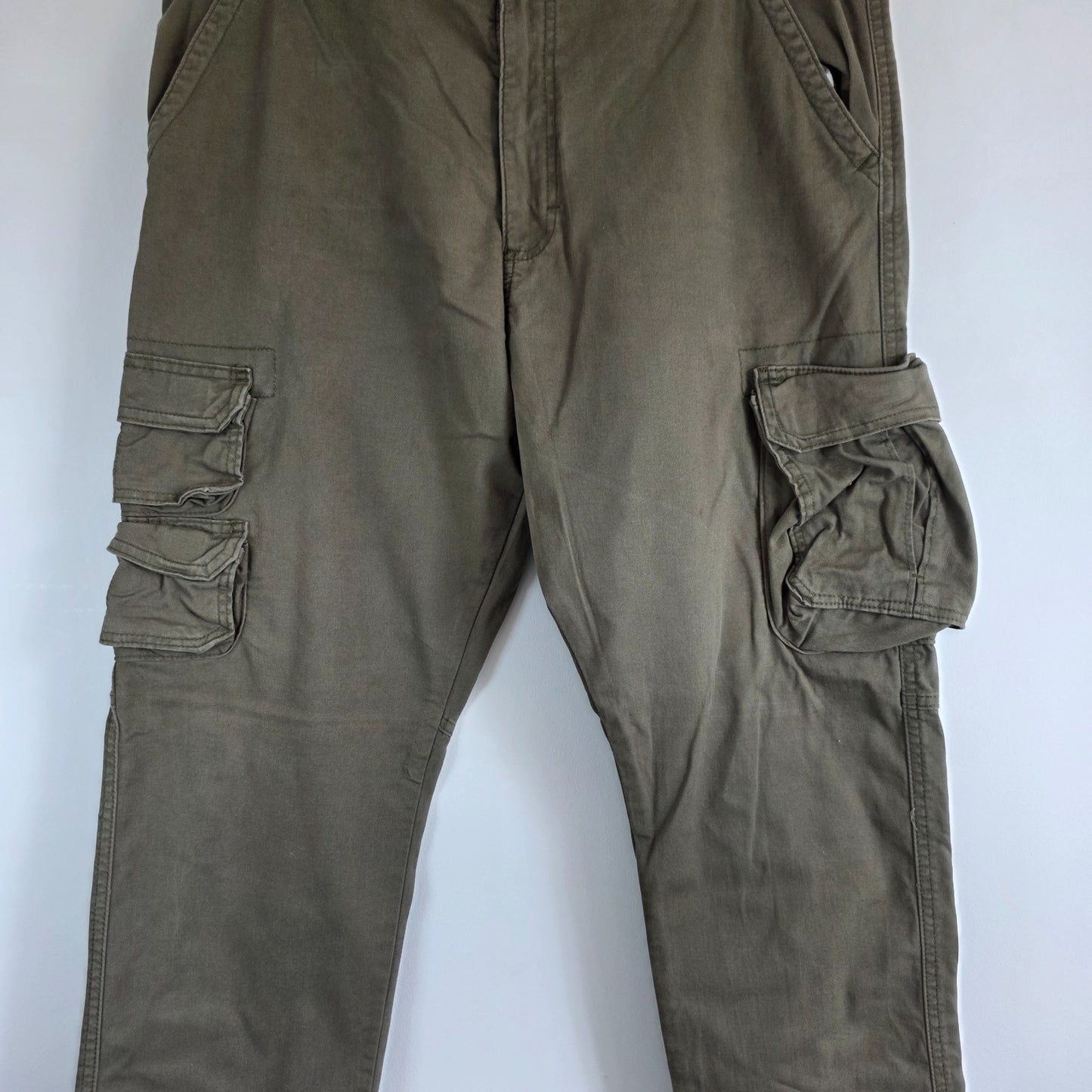 Wrangler Cargo Trousers W36 L32 Green Regular Taper Stretch Utility Combat Pants