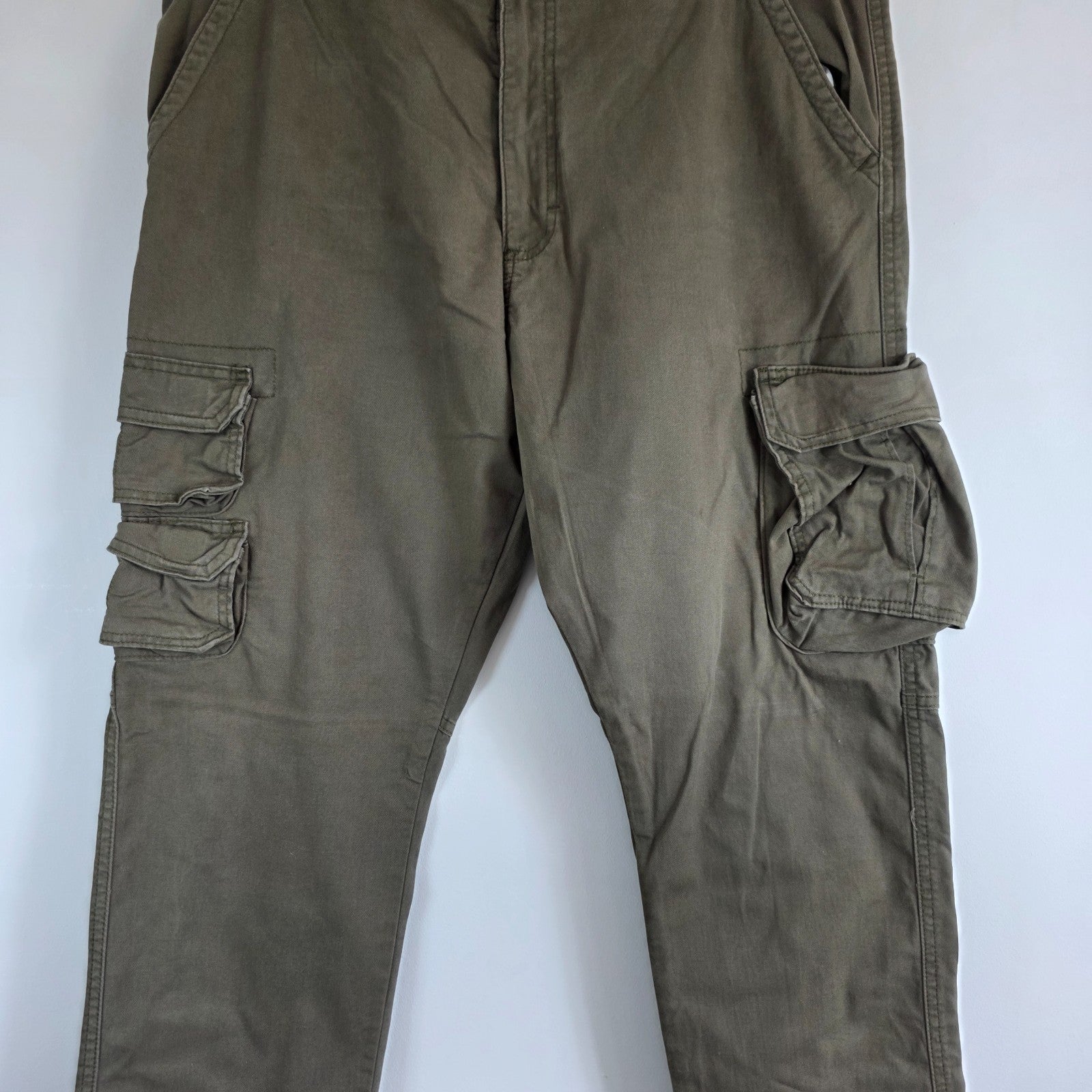 Wrangler Cargo Trousers W36 L32 Green Regular Taper Stretch Utility Combat Pants