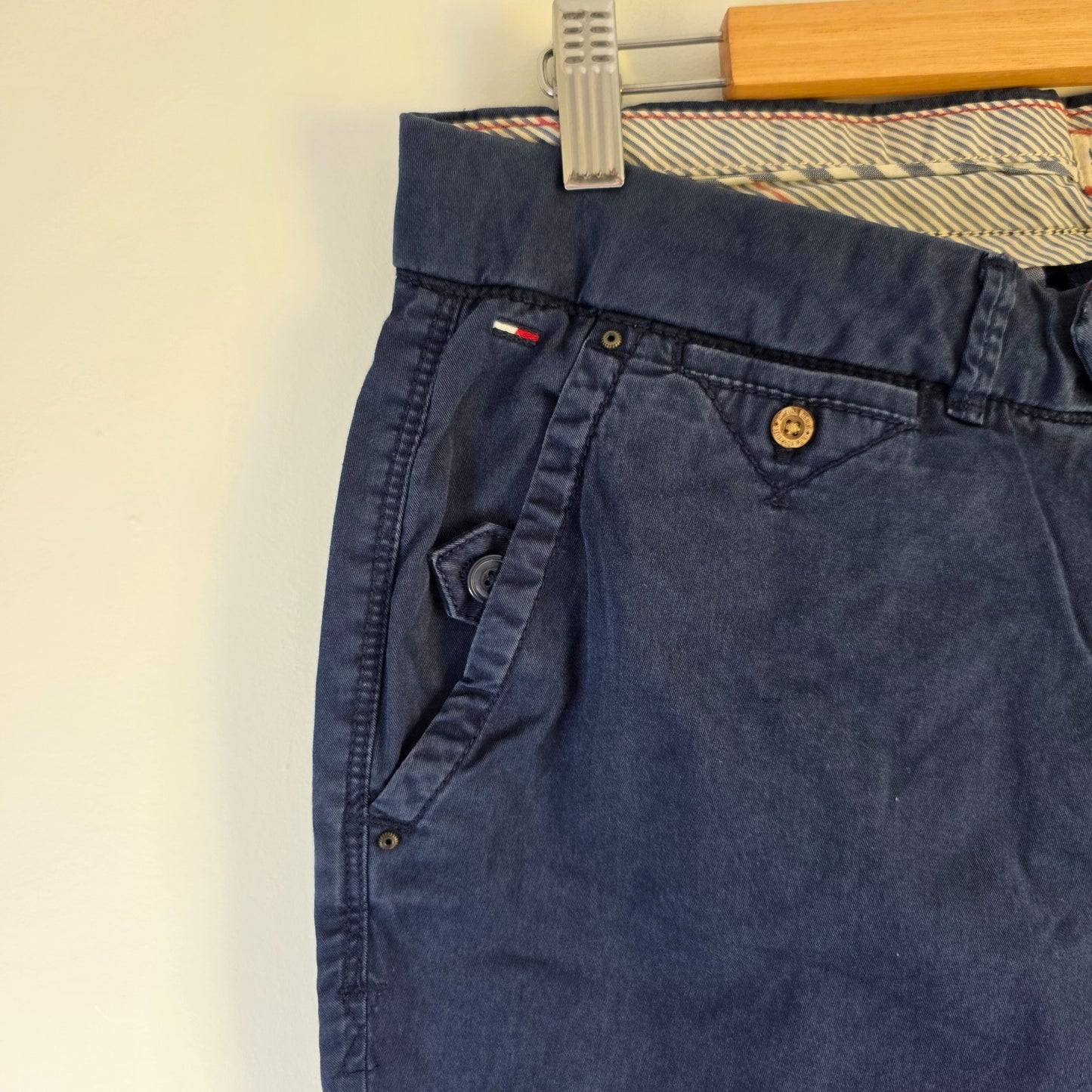 Tommy Hilfiger Denim Sena Chino Trousers W32 L33 Navy Blue Straight Women's