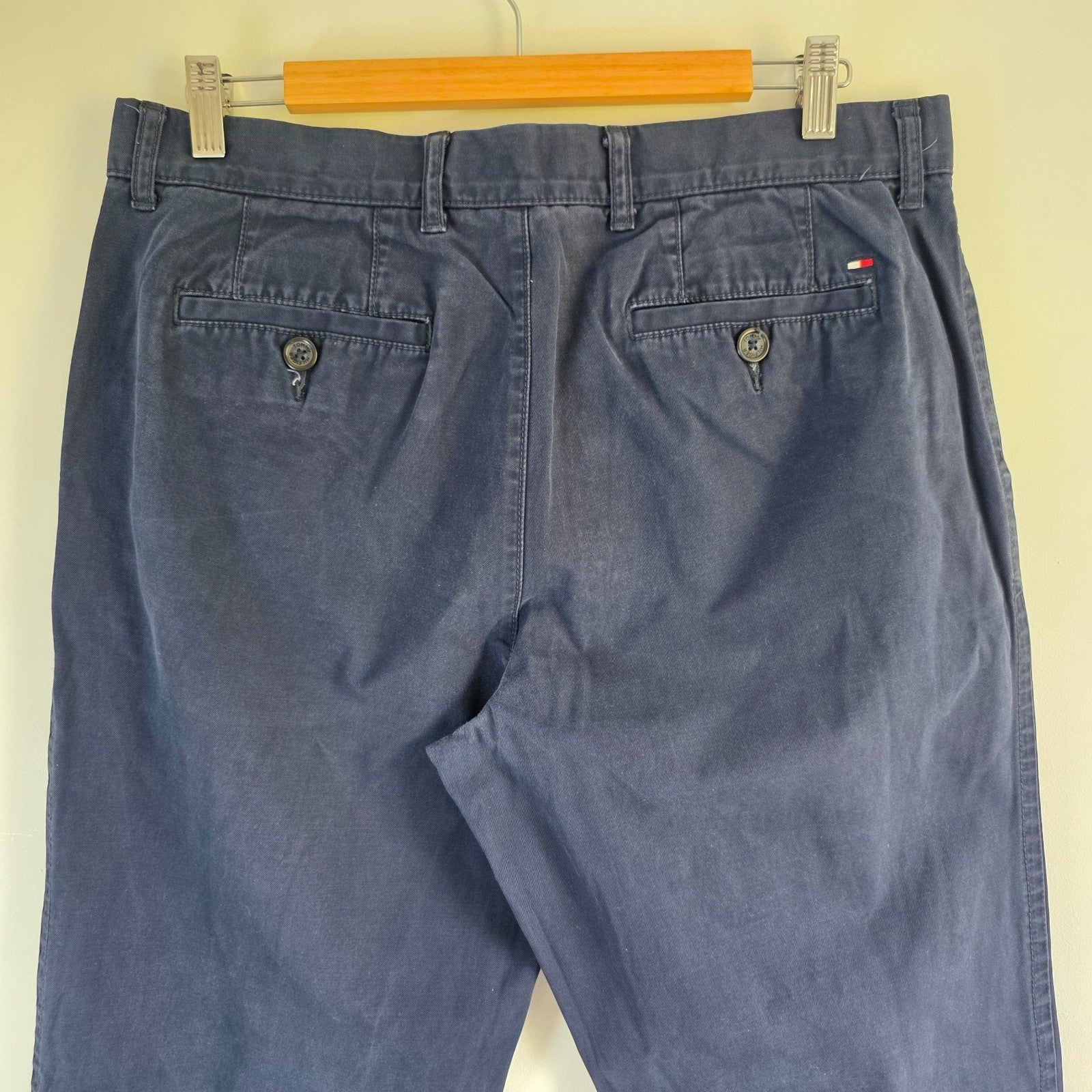 Tommy Hilfiger Chinos W34 L30 Navy Blue Classic Fit Cotton Smart Casual Trousers