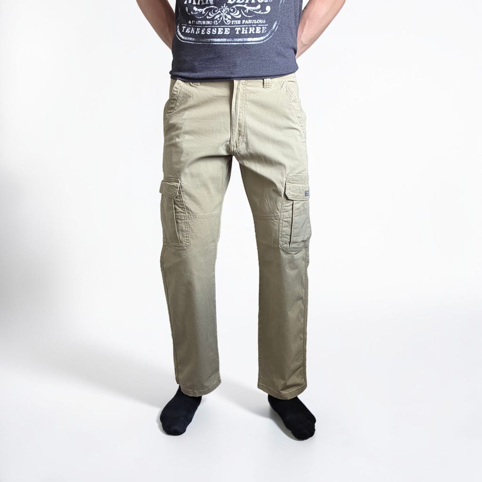 Wrangler Cargo Trousers Mens W30 L30 Beige Relaxed Fit Combat Military Utility