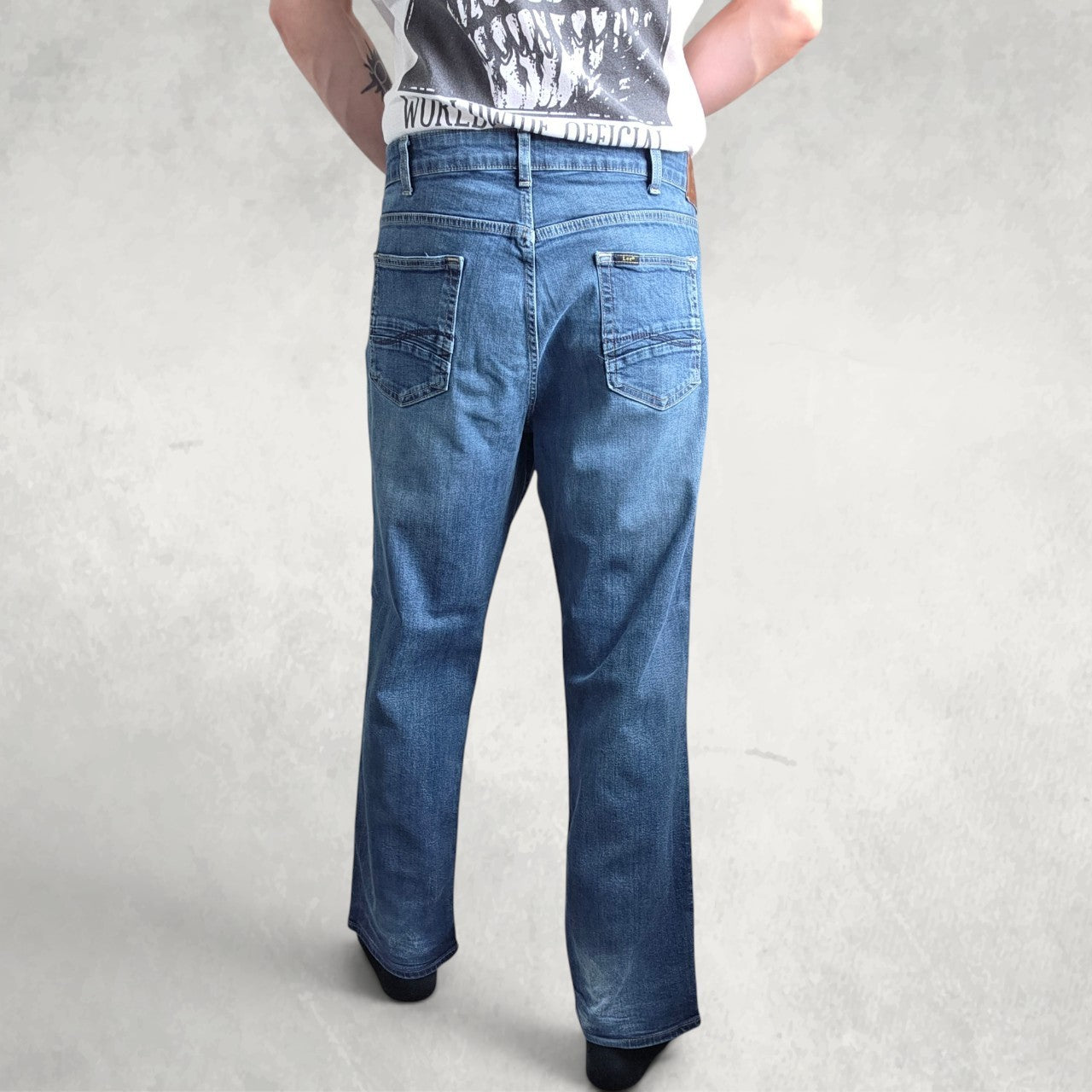 Lee Straight Fit Jeans W42 L29 Blue Denim Regular Fit Workwear Casual Men's L342