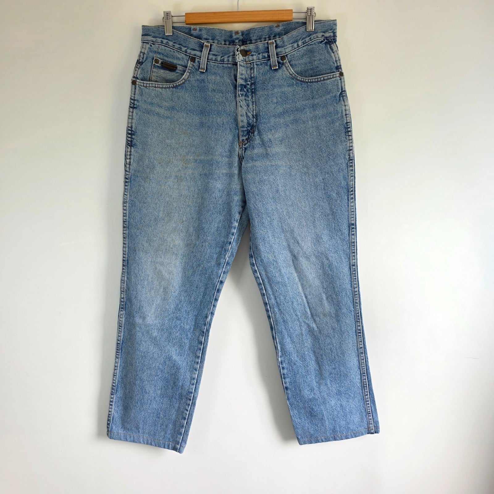 Vintage Wrangler Oregon Jeans W35 L28 Western Workwear Light Wash Denim