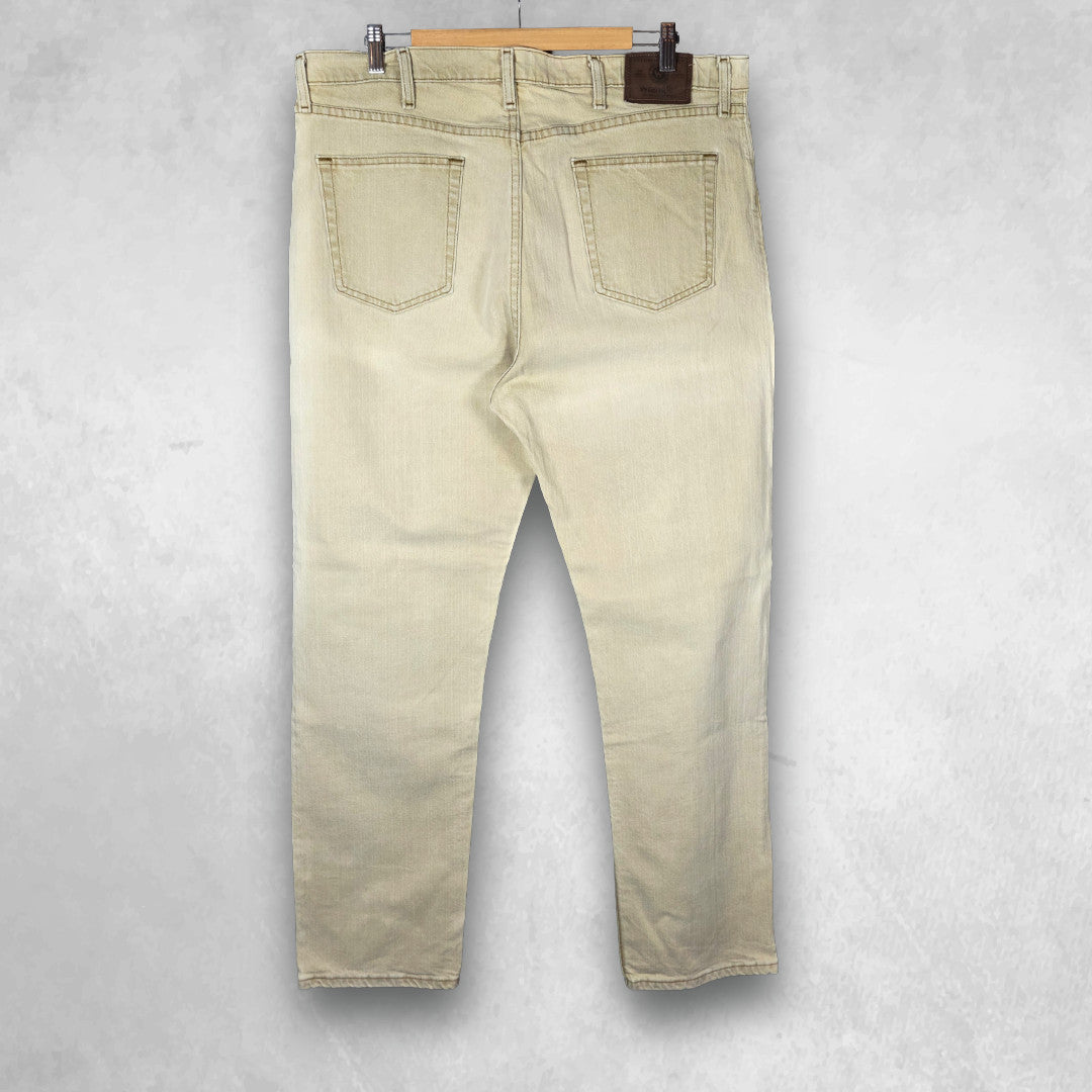 Wrangler Straight Jeans W40 L32 Beige Light Denim Workwear Summer Men’s