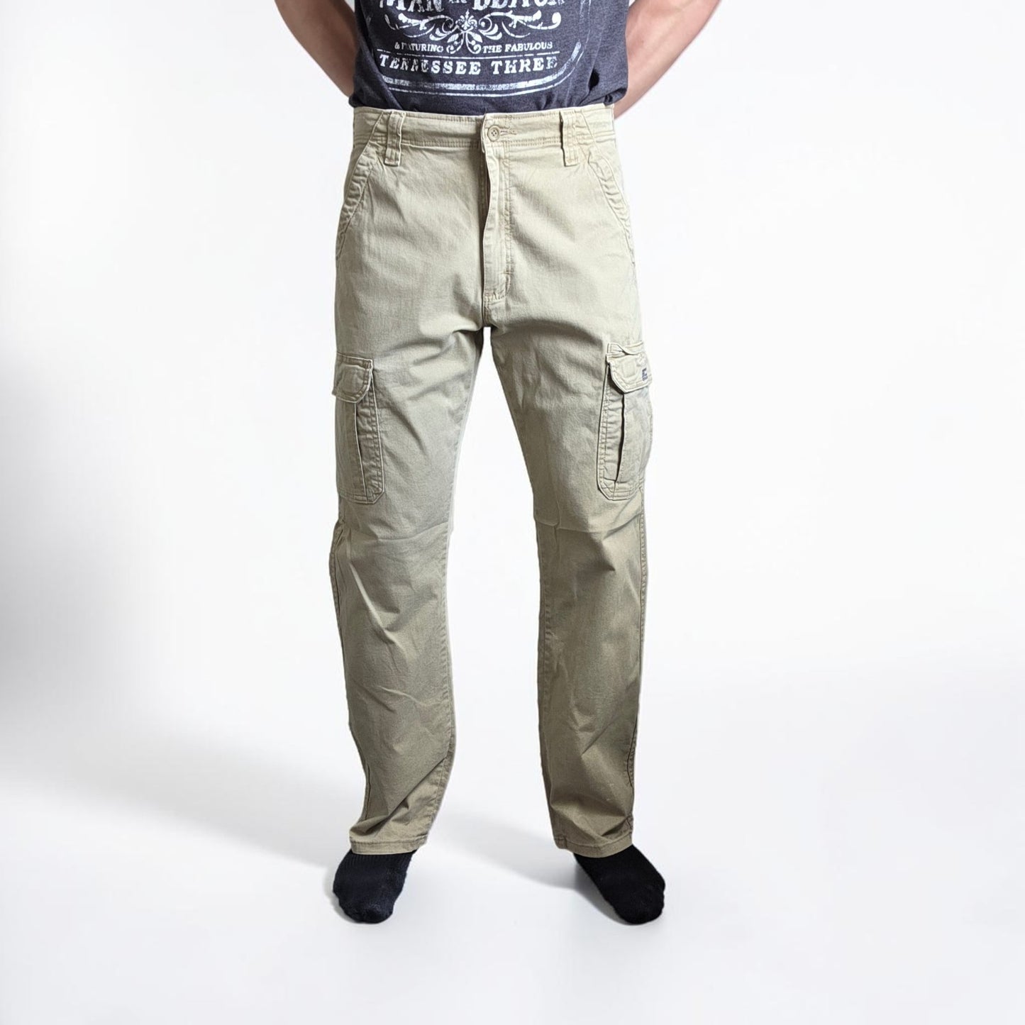 Wrangler Cargo Trousers Mens W32 L32 Beige Relaxed Fit Utility Combat Workwear