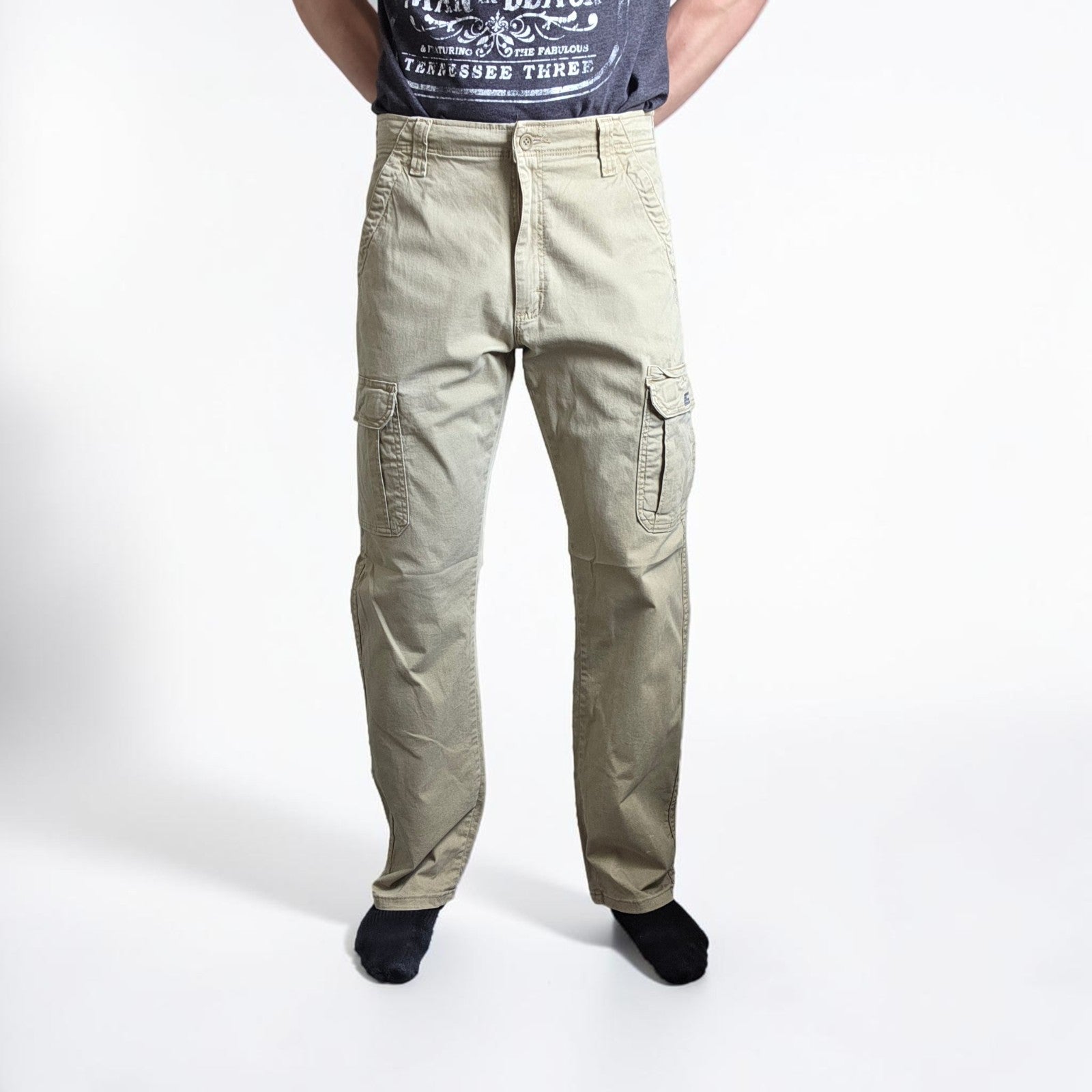 Wrangler Cargo Trousers Mens W32 L32 Beige Relaxed Fit Utility Combat Workwear