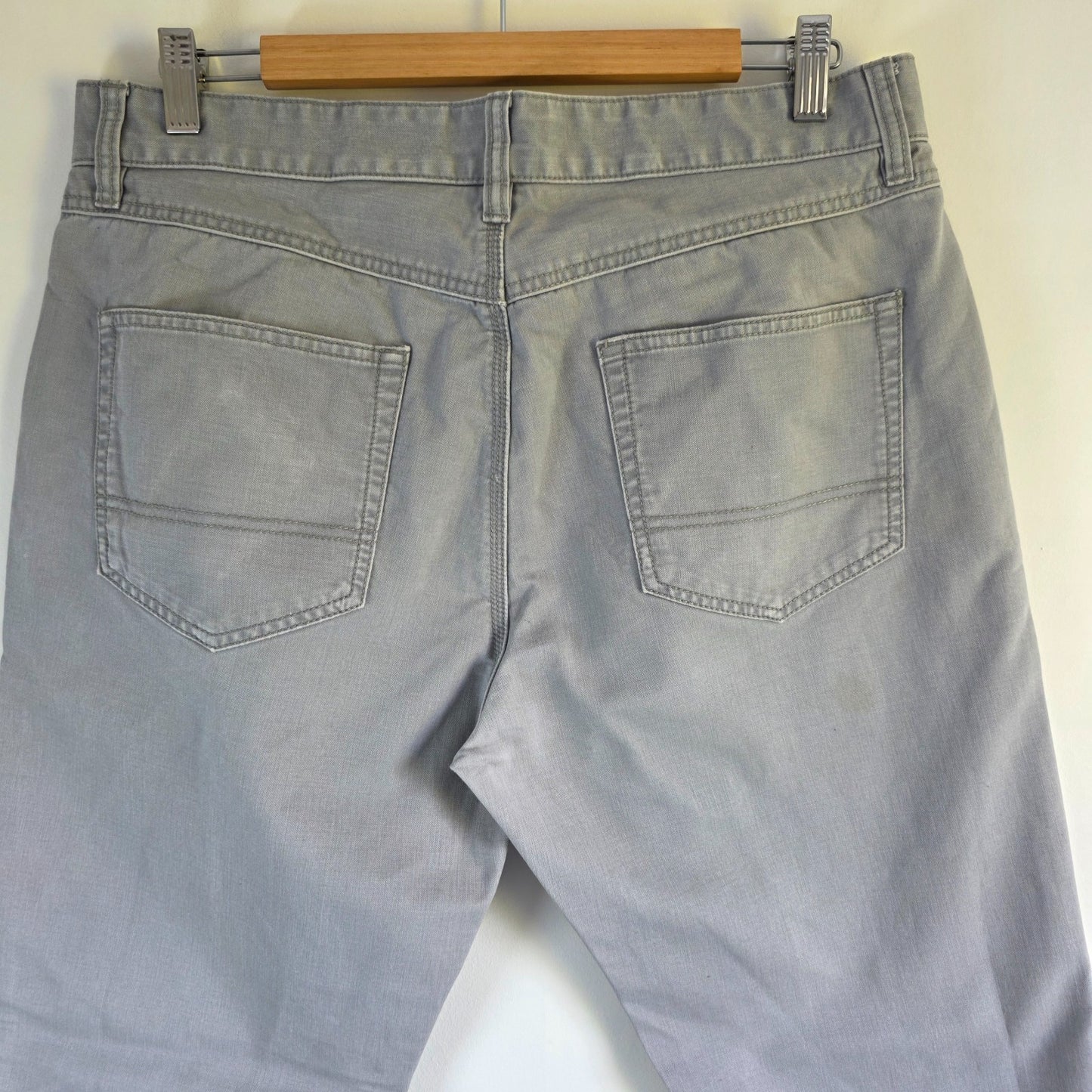 Tommy Hilfiger Custom Fit Chino Trousers W34 L30 Grey Straight Cotton Men's