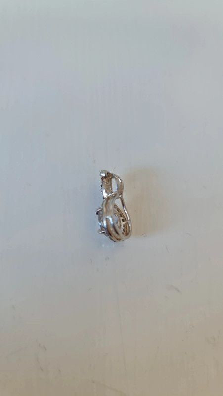 Silver Swirl Pendant with Clear Stones