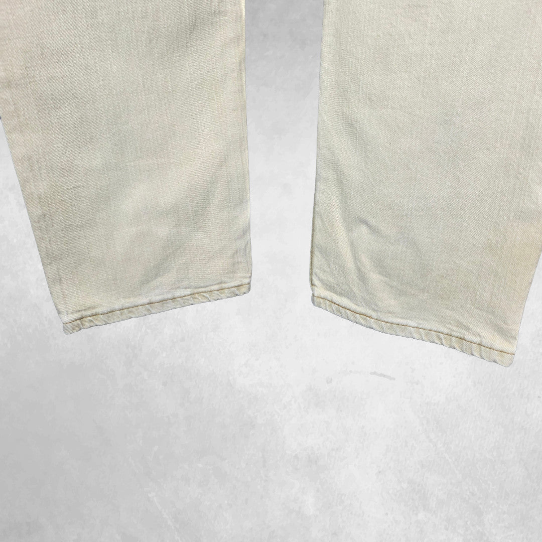 Wrangler Straight Jeans W40 L32 Beige Light Denim Workwear Summer Men’s